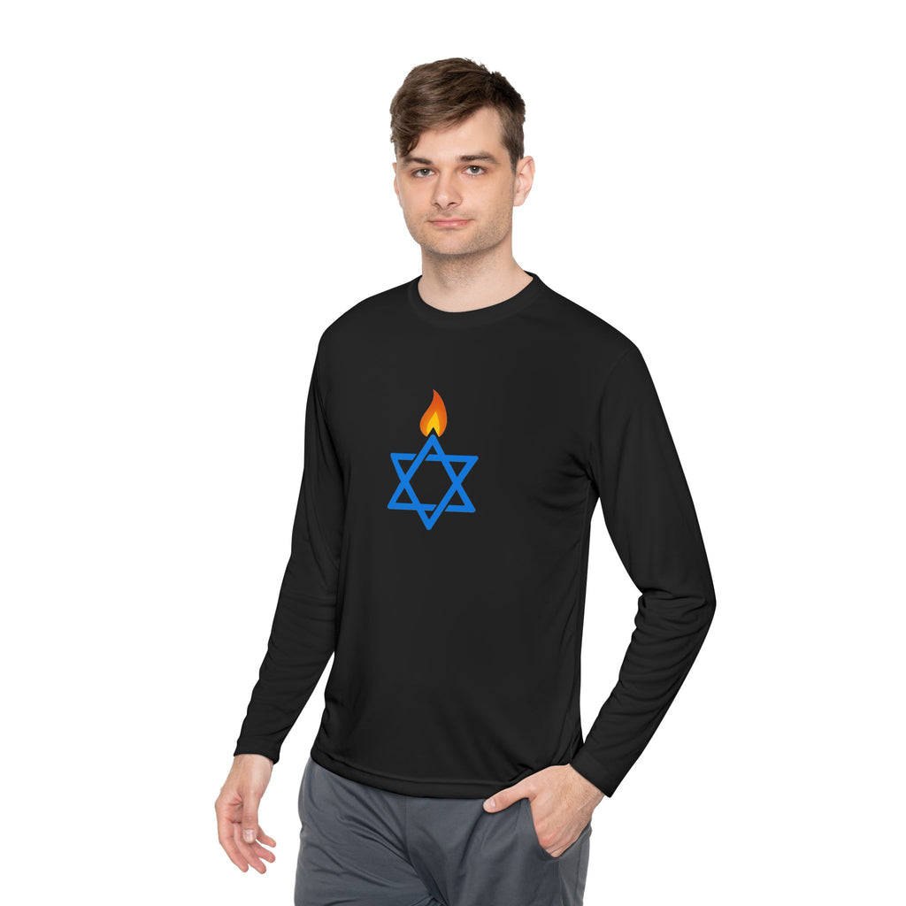 Fire Stars Of David Unisex Lightweight Long Sleeve Tee - American Zionist