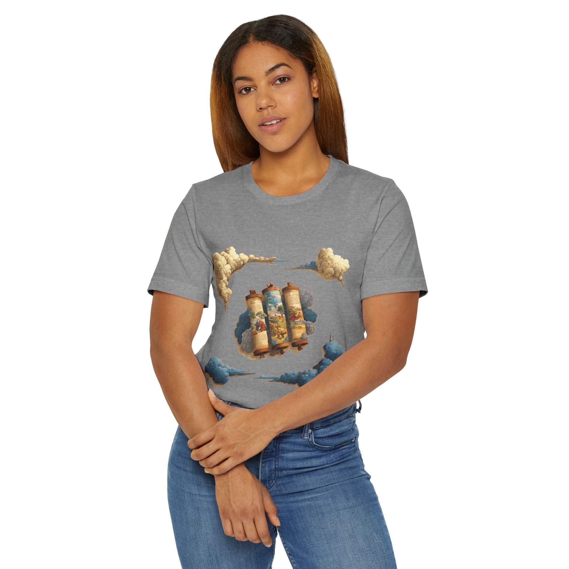 Cloudy Scroll of Moses Unisex Jersey T-Shirt - American Zionist