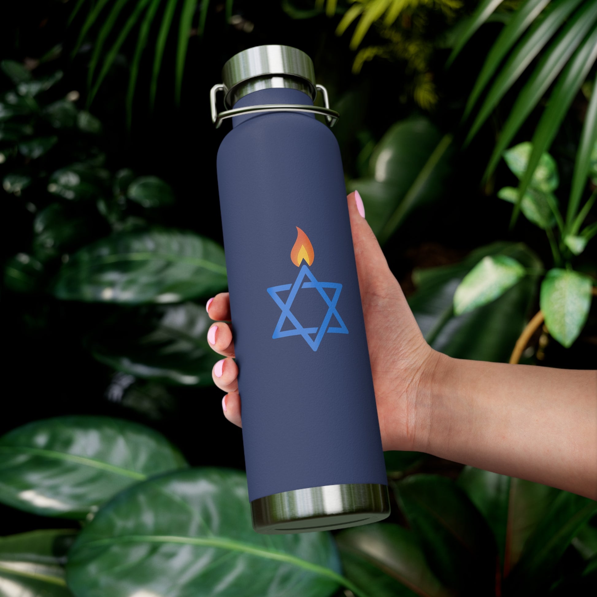 Fire Stars Of David Copper Vacuum Insulated Bottle, 22oz - American Zionist