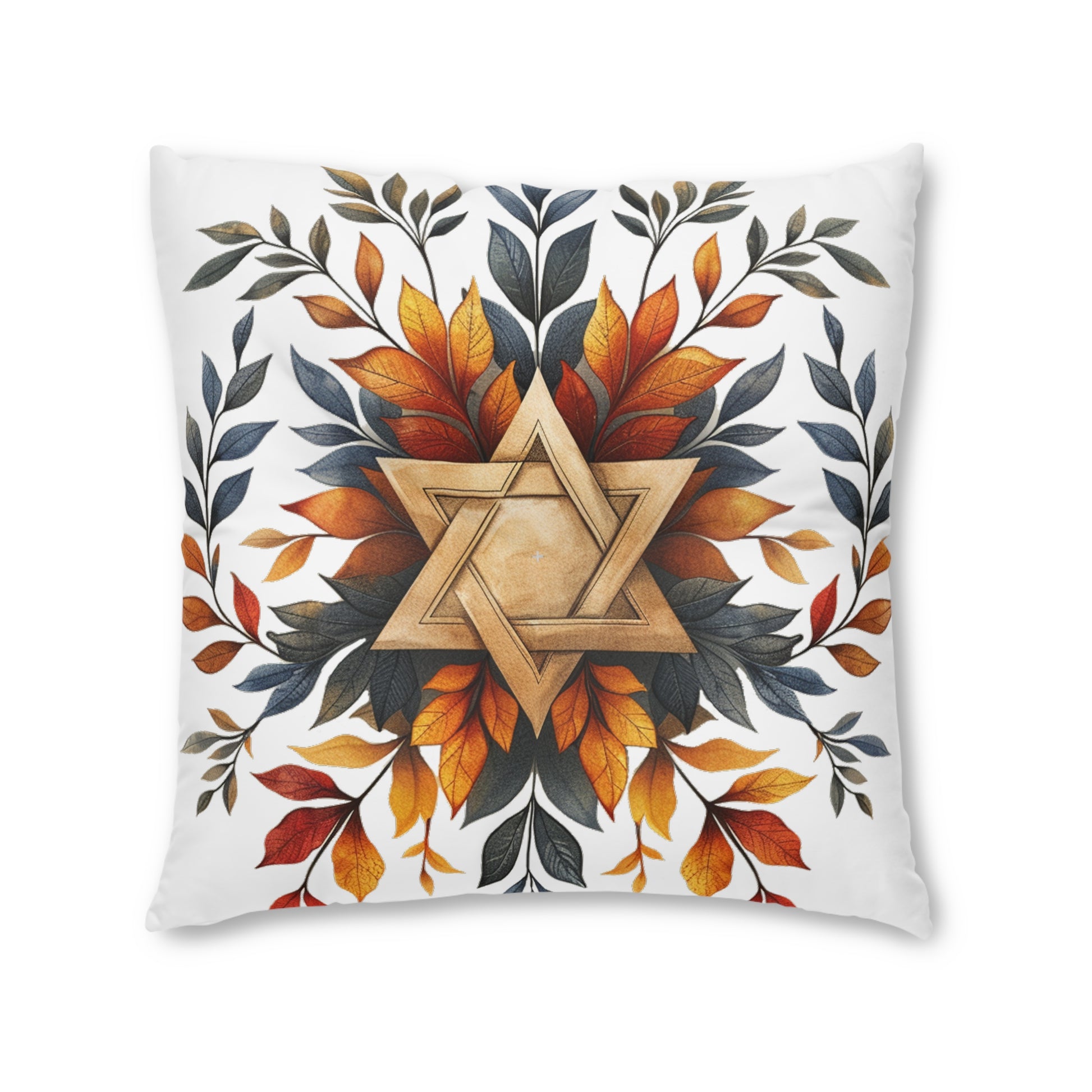 Star Of David Wreath Tufted Floor Pillow, Square - American Zionist