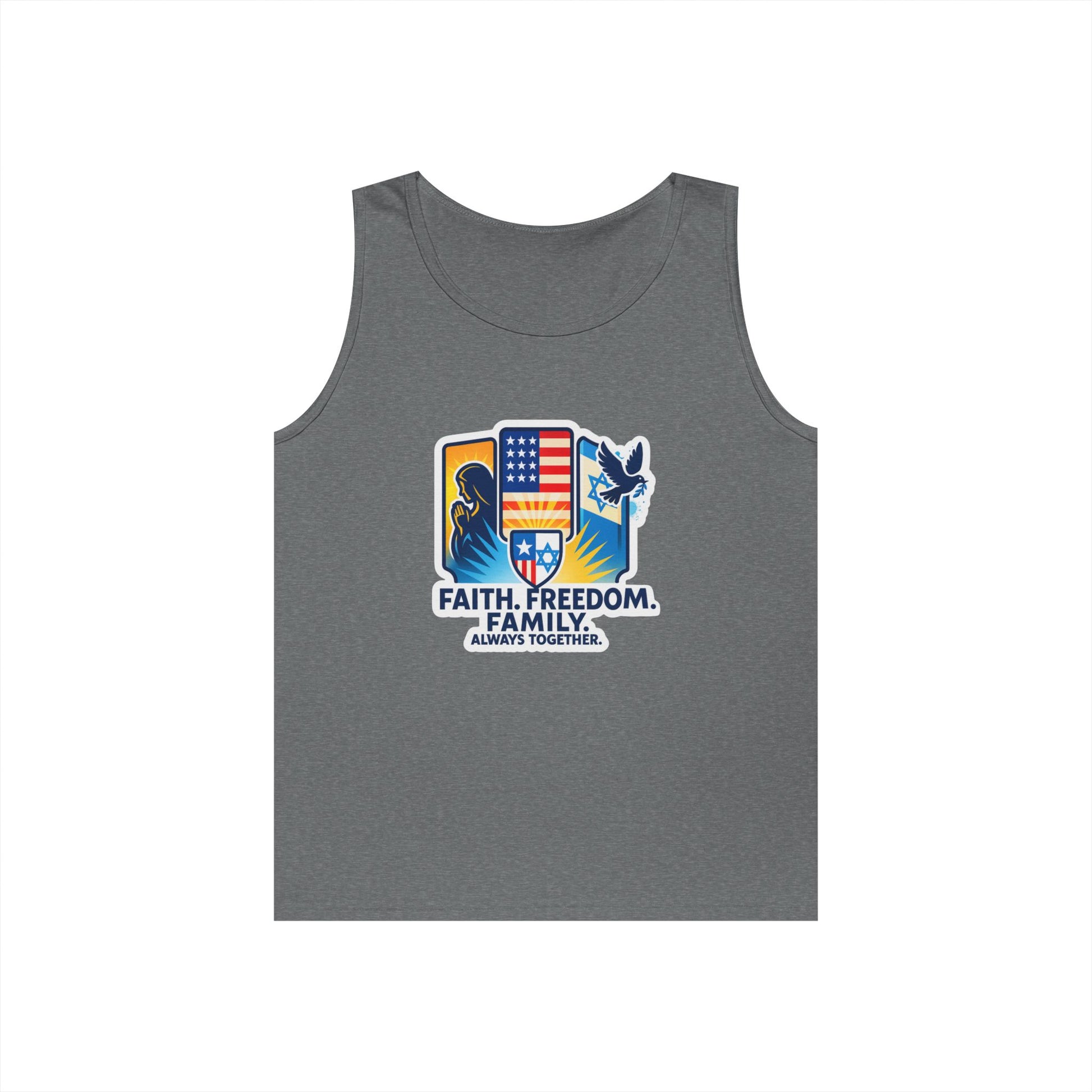 Faith Freedom Family Unisex Heavy Cotton Tank Top - American Zionist
