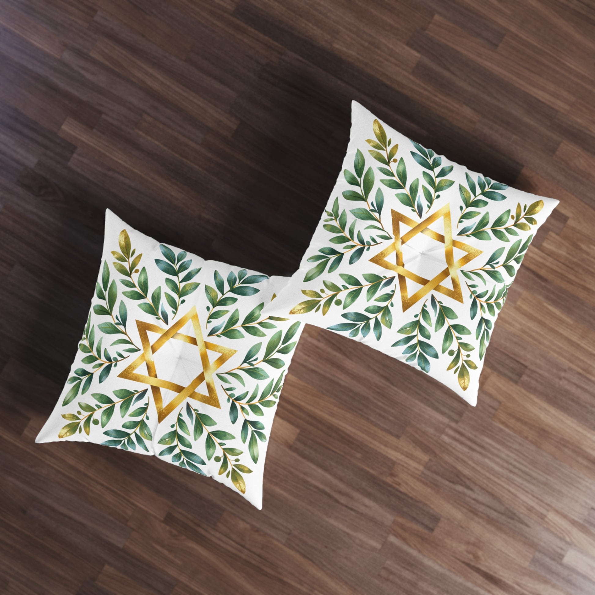 Wreath Star Of David Tufted Floor Pillow, Square - American Zionist