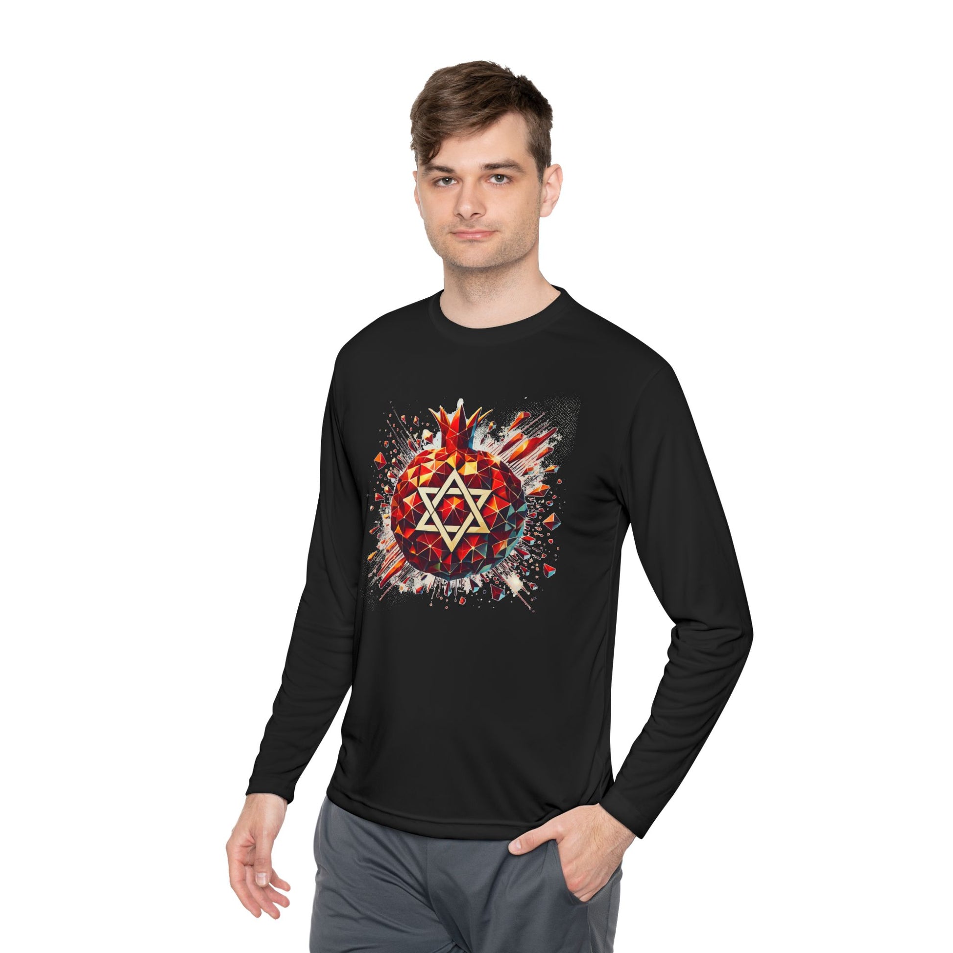 Pomegranate Star of David Unisex Lightweight Long Sleeve Tee - American Zionist