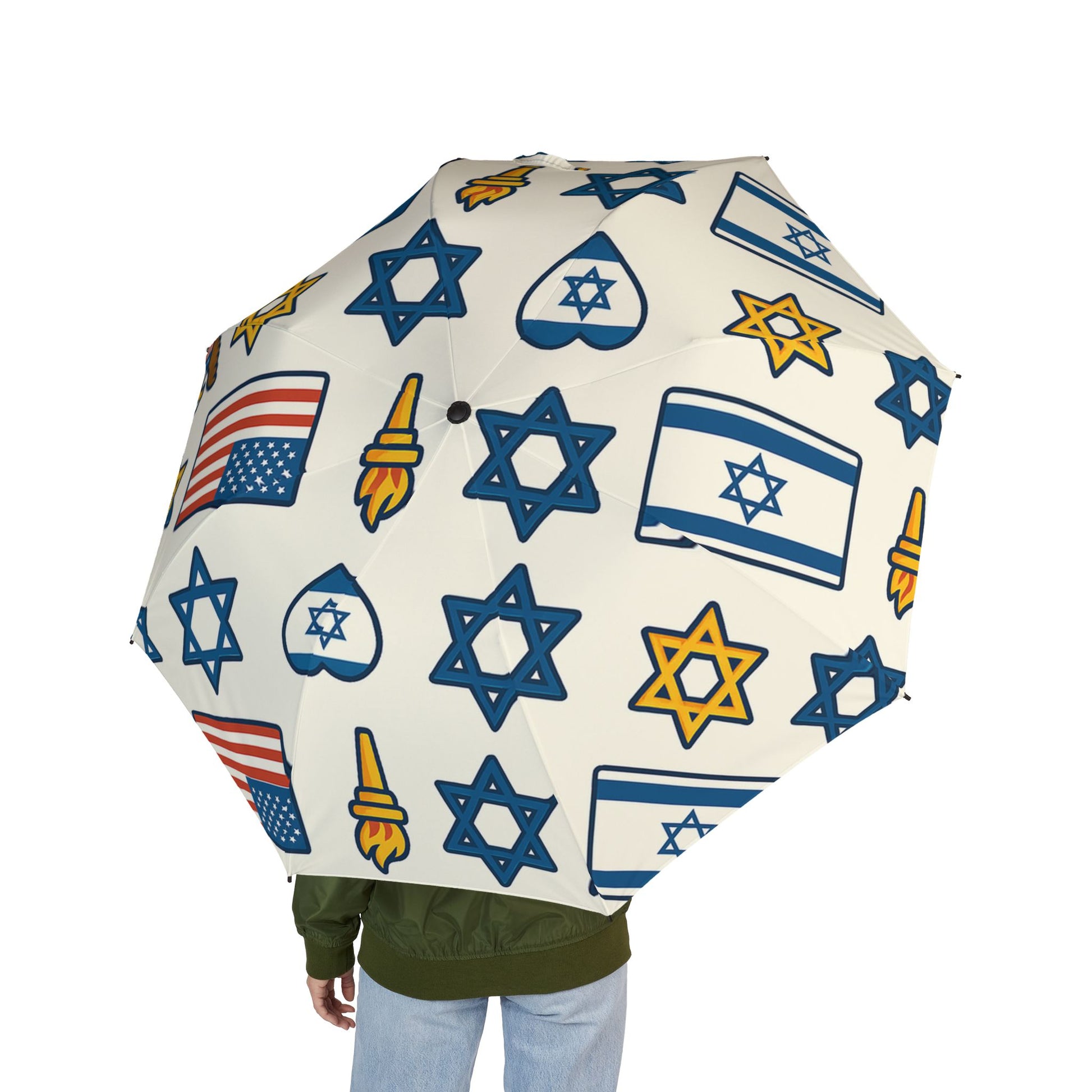 Symbol of Shared Freedom Semi - Automatic Foldable Umbrella - American Zionist