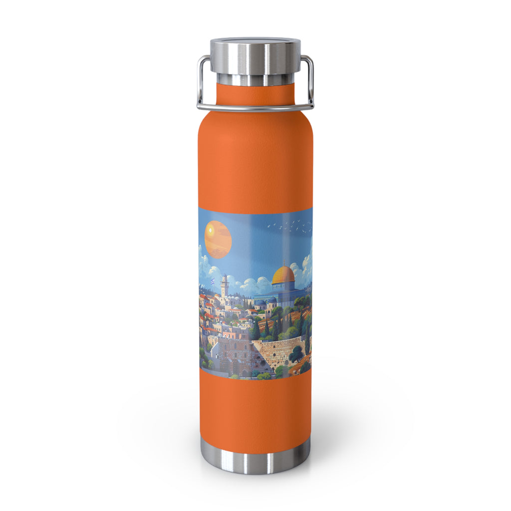 Jerusalem City Skyline Copper Vacuum Insulated Bottle, 22oz - American Zionist