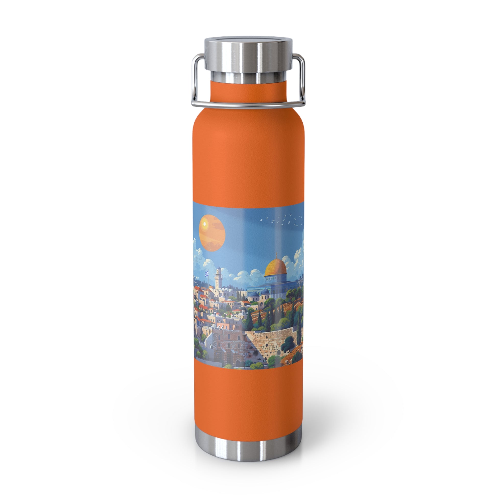 Jerusalem City Skyline Copper Vacuum Insulated Bottle, 22oz - American Zionist