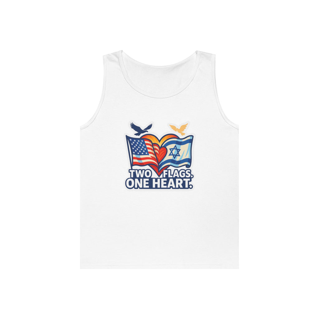 Two Flags. One Heart Unisex Heavy Cotton Tank Top - American Zionist