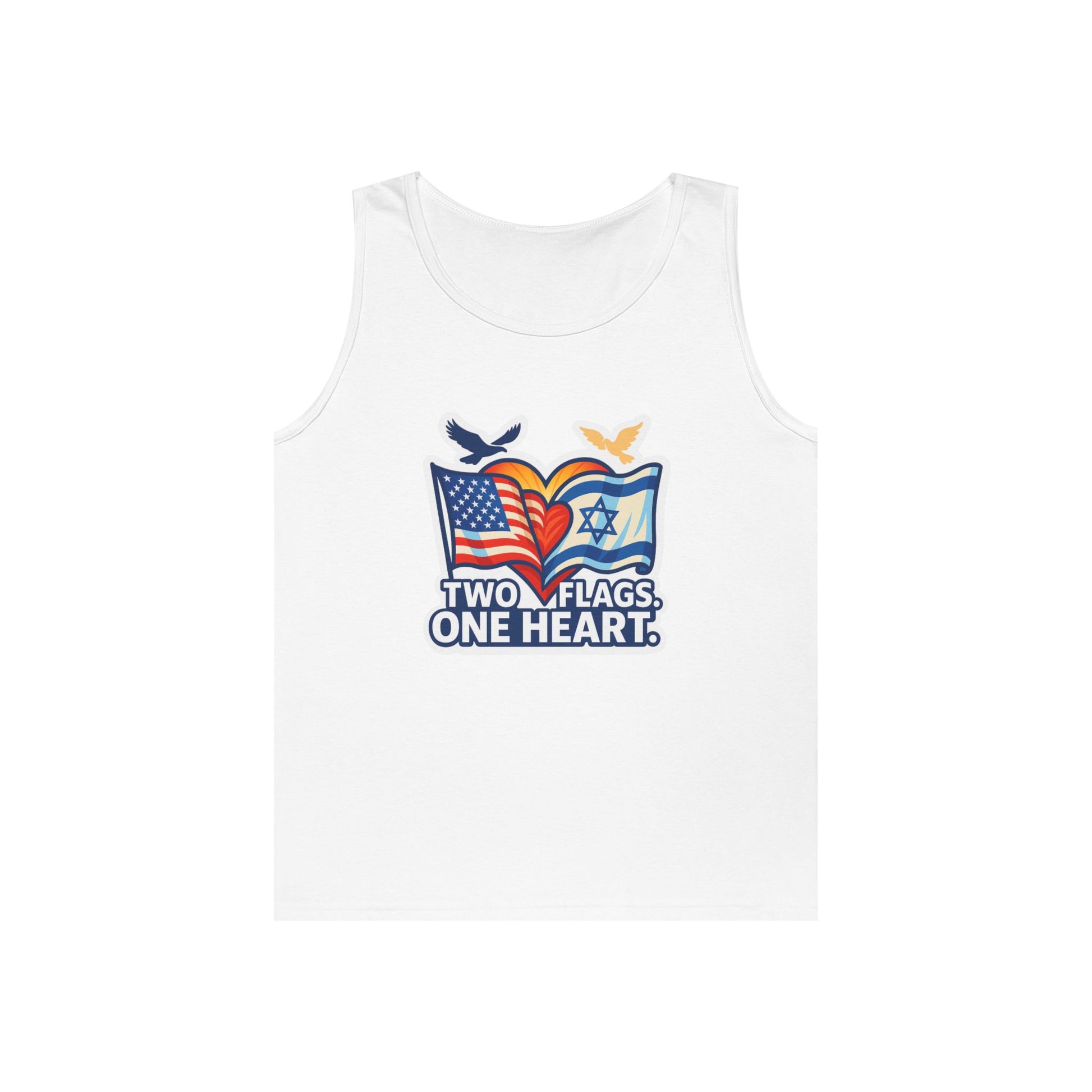 Two Flags. One Heart Unisex Heavy Cotton Tank Top - American Zionist