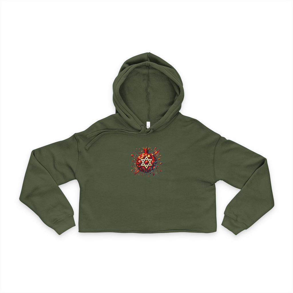 Pomegranate Star of David Women's Cropped Hoodie - American Zionist