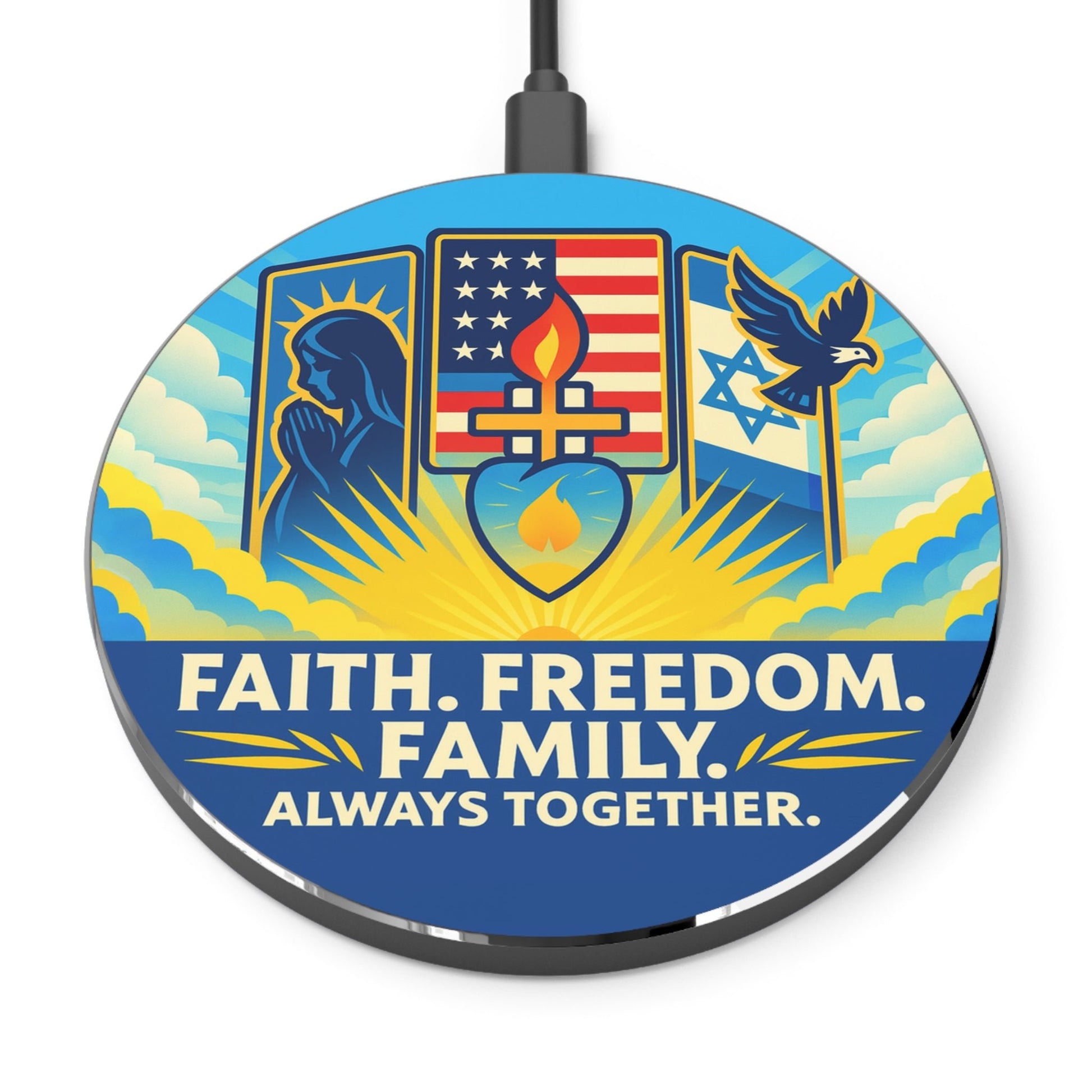 Guided By Faith's Flame Wireless Charger - American Zionist