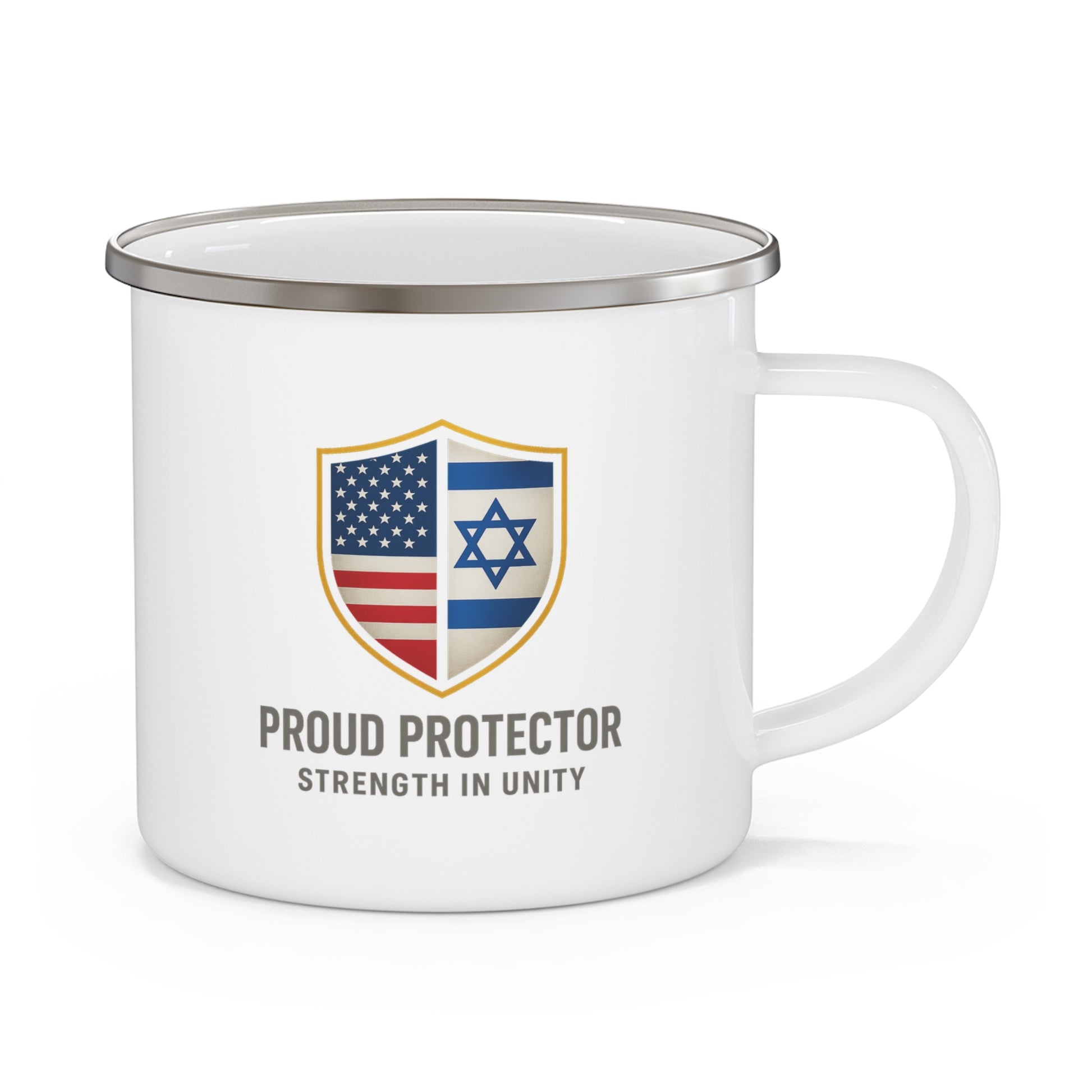 Proud Protector Enamel Camping Mug - American Zionist