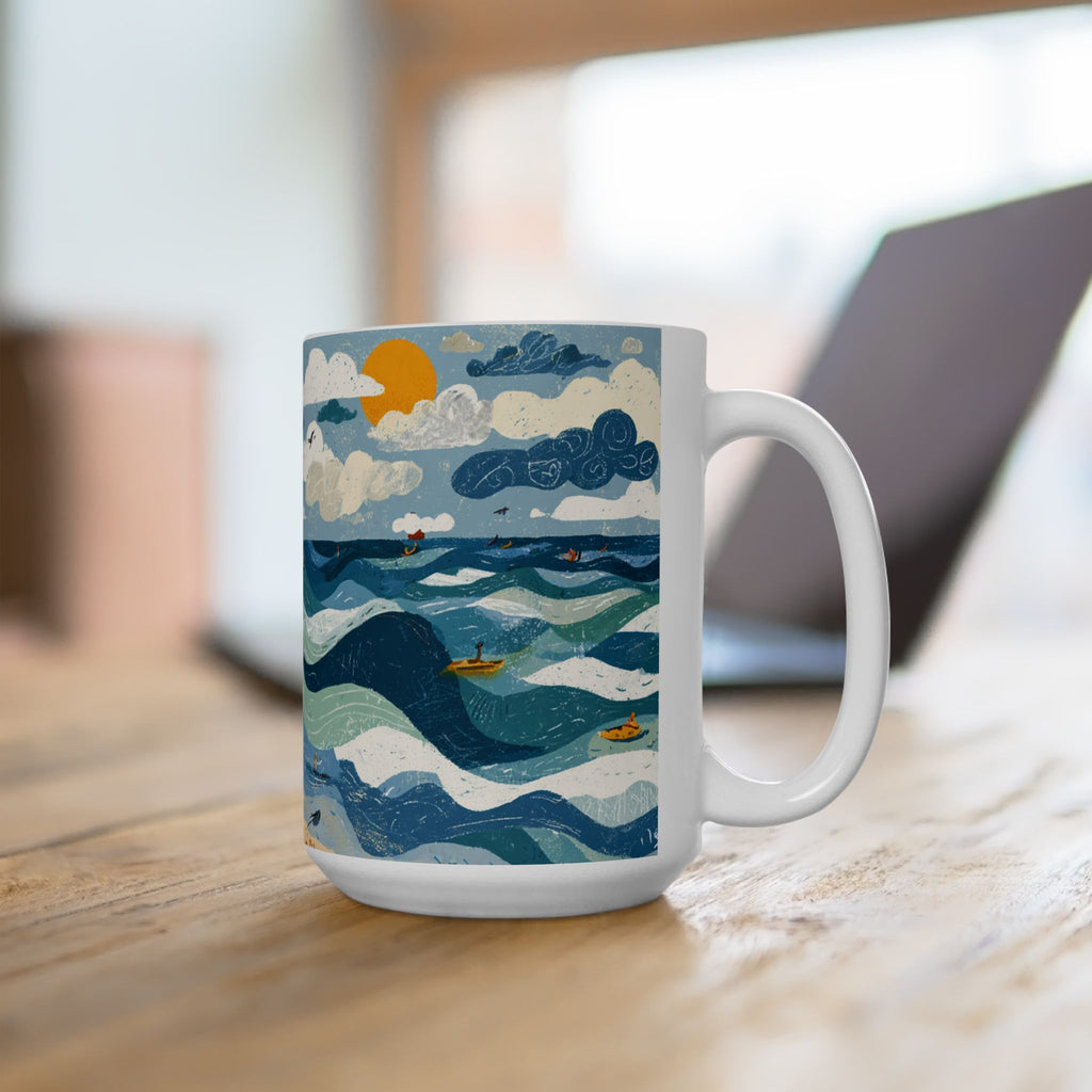 Tel Aviv Beach Ceramic Mug 11oz, 15oz - American Zionist