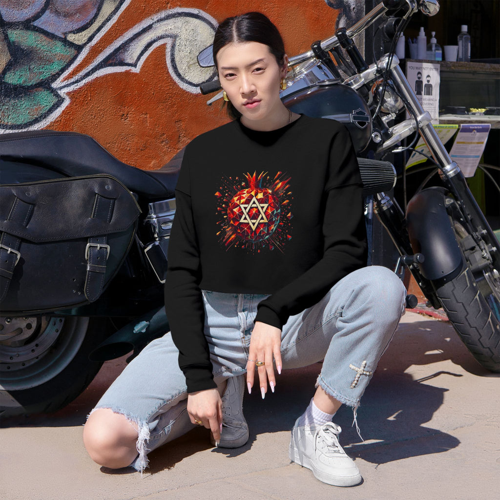 Pomegranate Star of David Women's Cropped Sweatshirt - American Zionist
