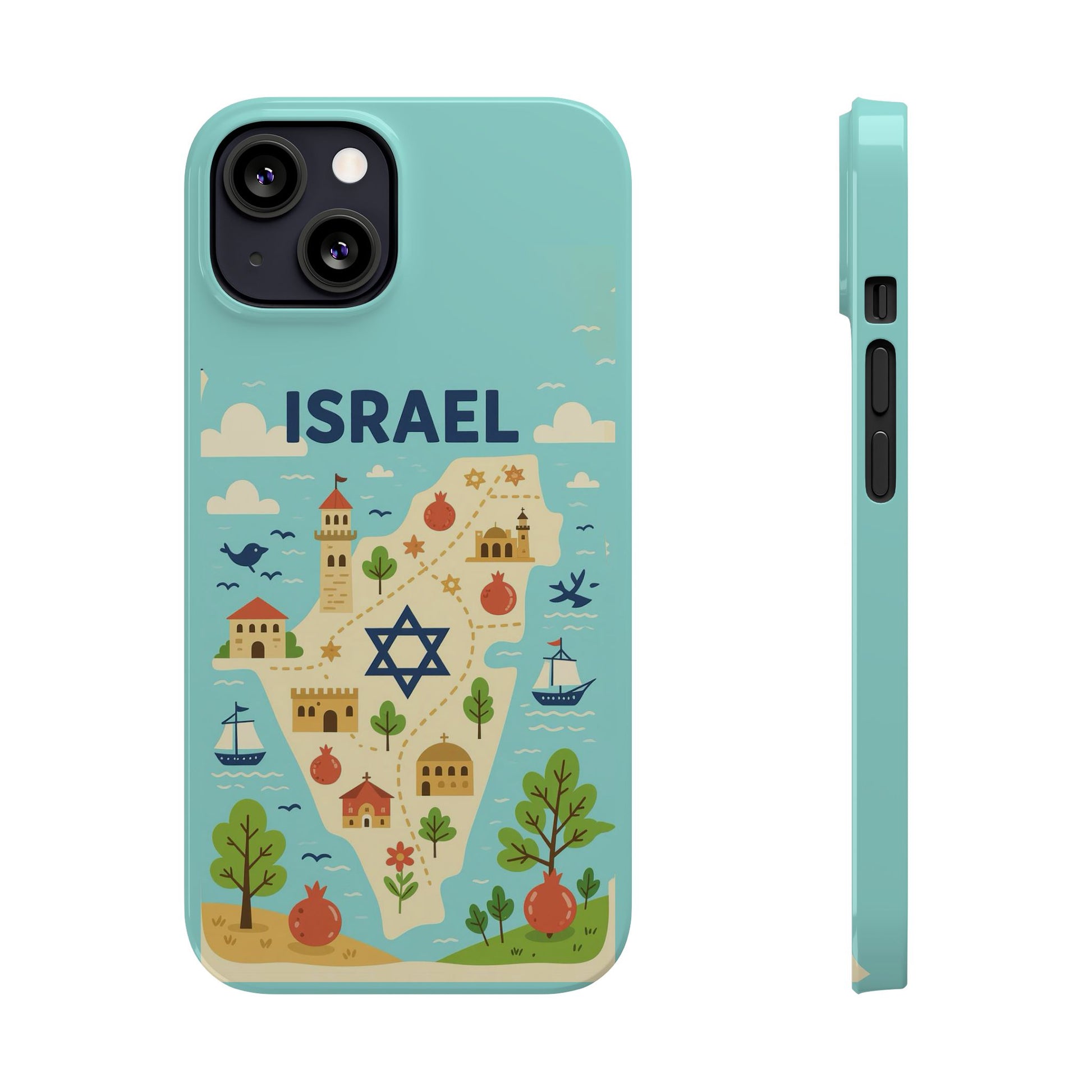 Map of Israel Slim Phone Cases - American Zionist
