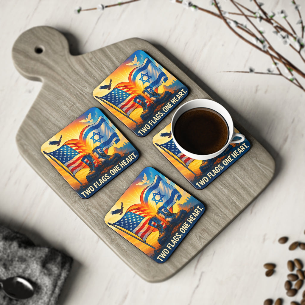 Two Flags. One Heart Coasters - American Zionist