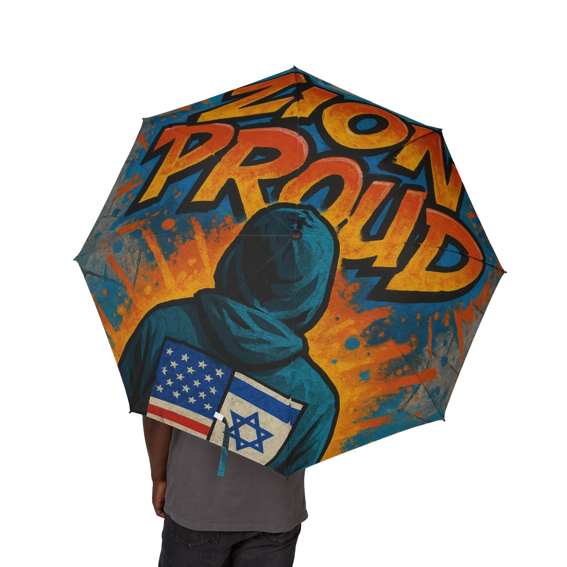 Zion Proud Semi - Automatic Foldable Umbrella - American Zionist