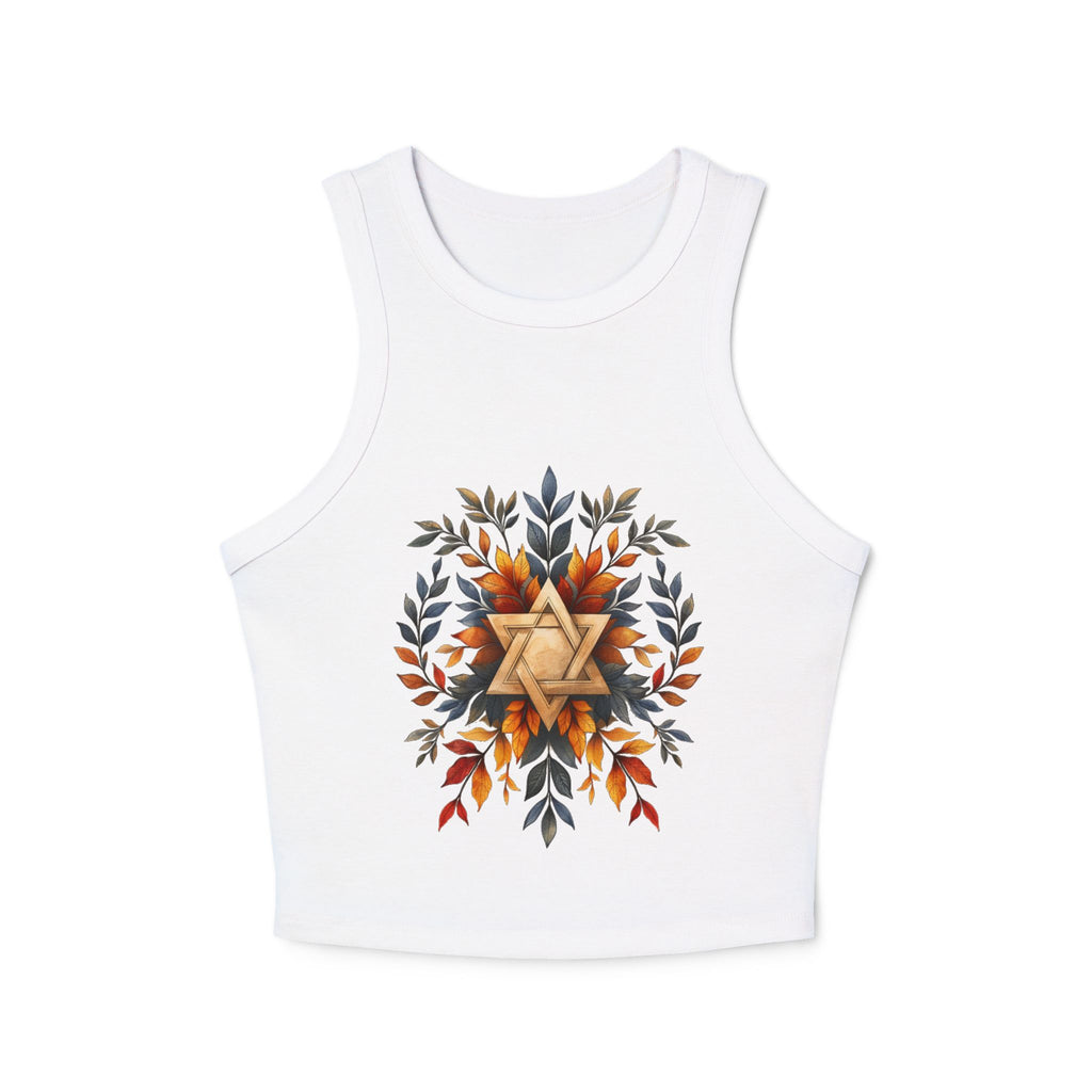 Star of David Wreath Women's Micro Rib Racer Tank Top - American Zionist
