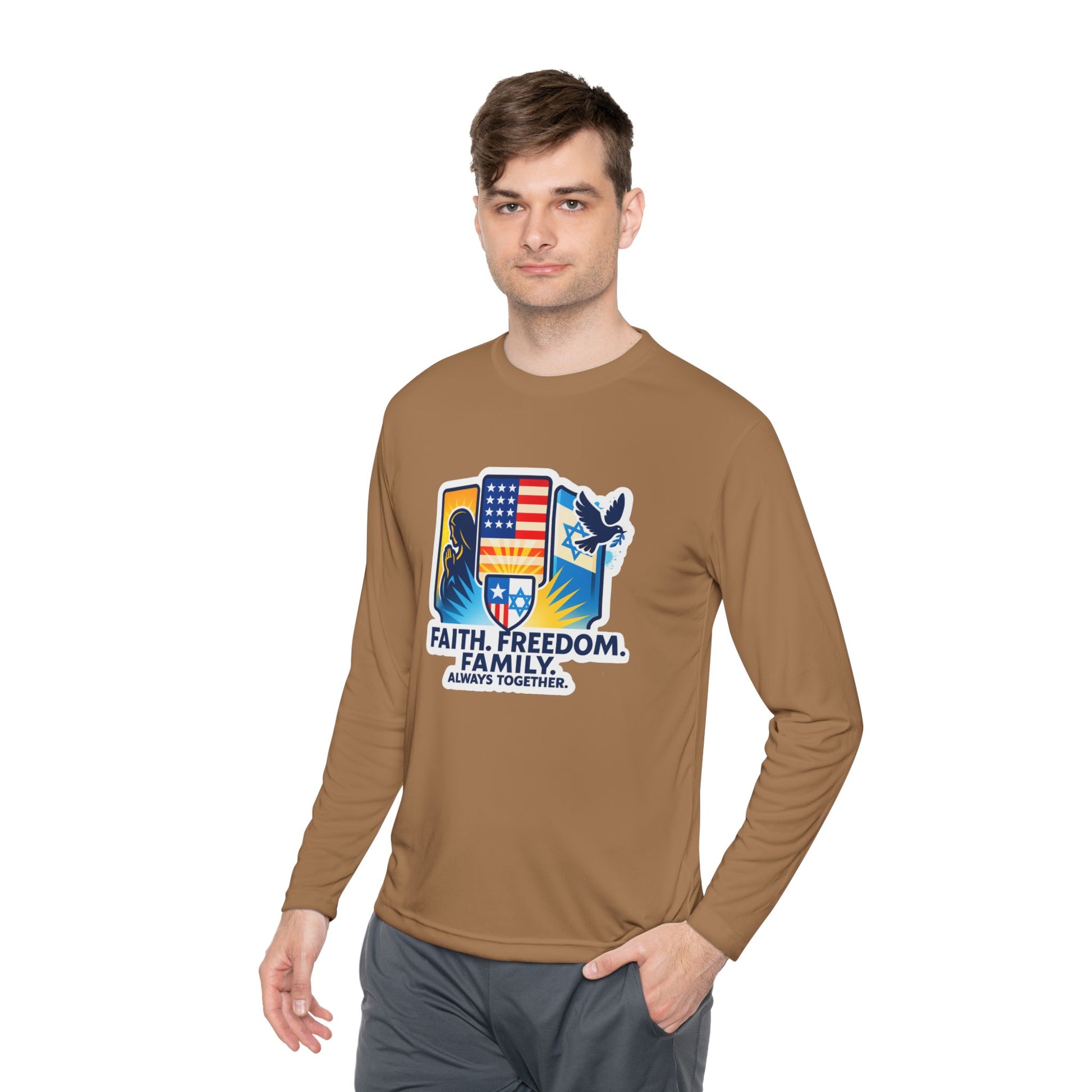 Faith Freedom Family Unisex Lightweight Long Sleeve Tee - American Zionist