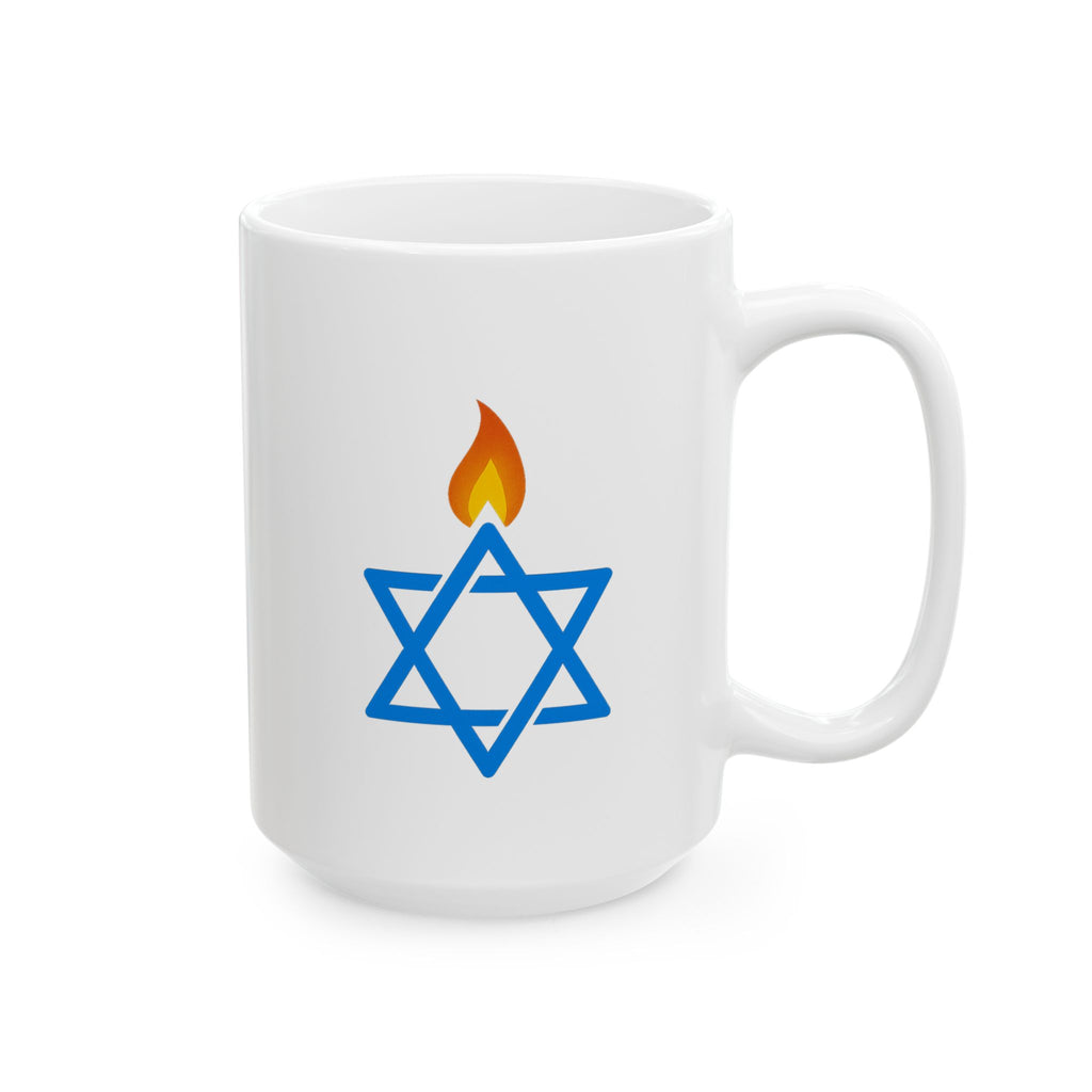 Fire Stars Of David Ceramic Mug, (11oz, 15oz) - American Zionist
