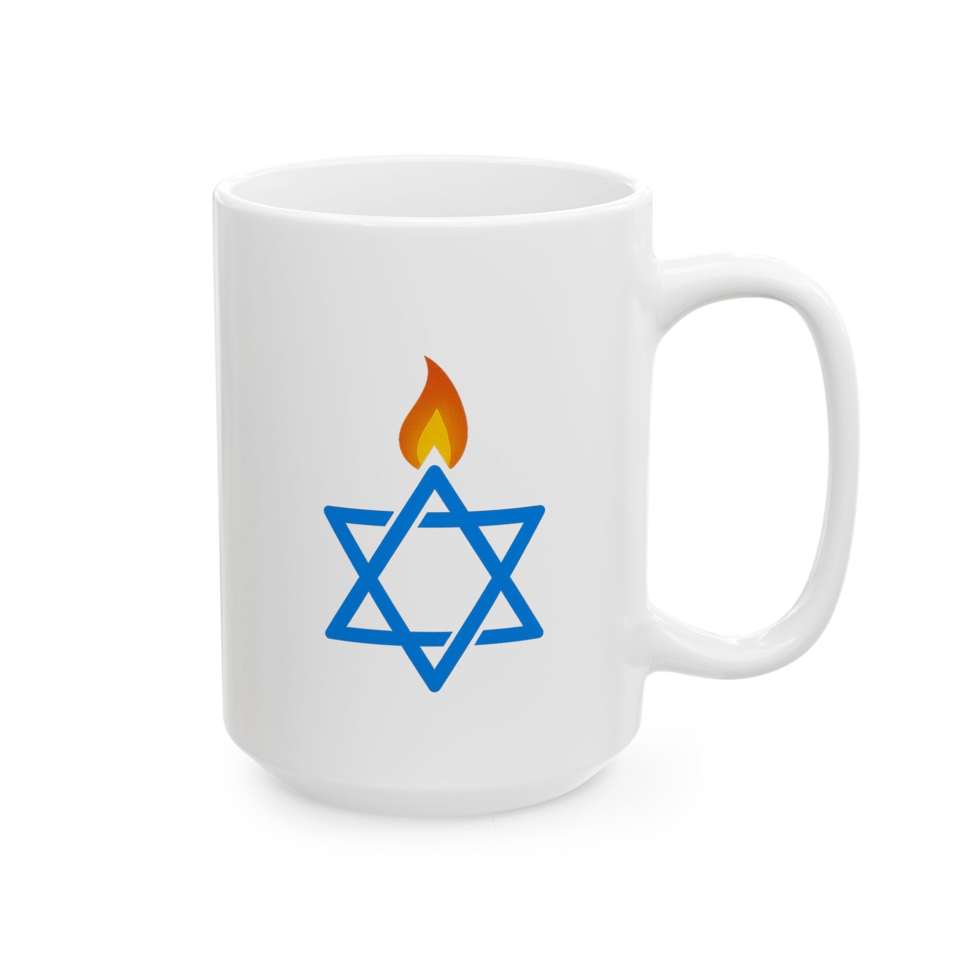 Fire Stars Of David Ceramic Mug, (11oz, 15oz) - American Zionist