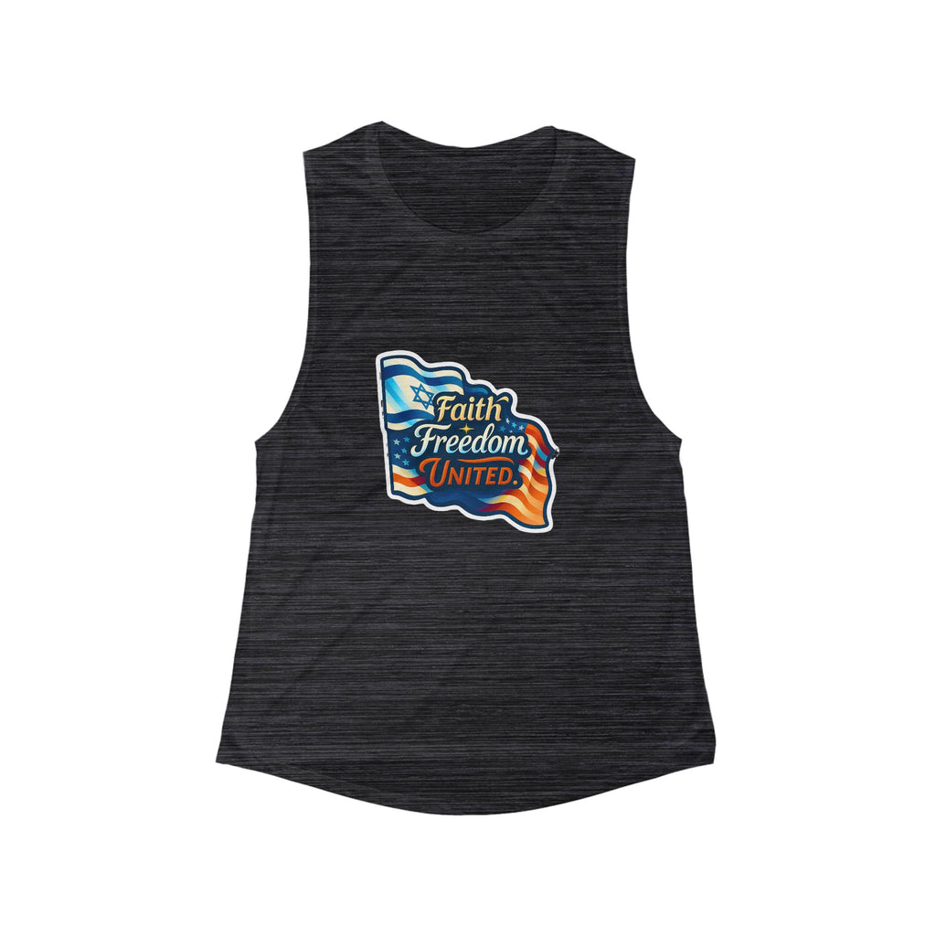 Faith Freedom United Women's Flowy Scoop Muscle Tank - American Zionist