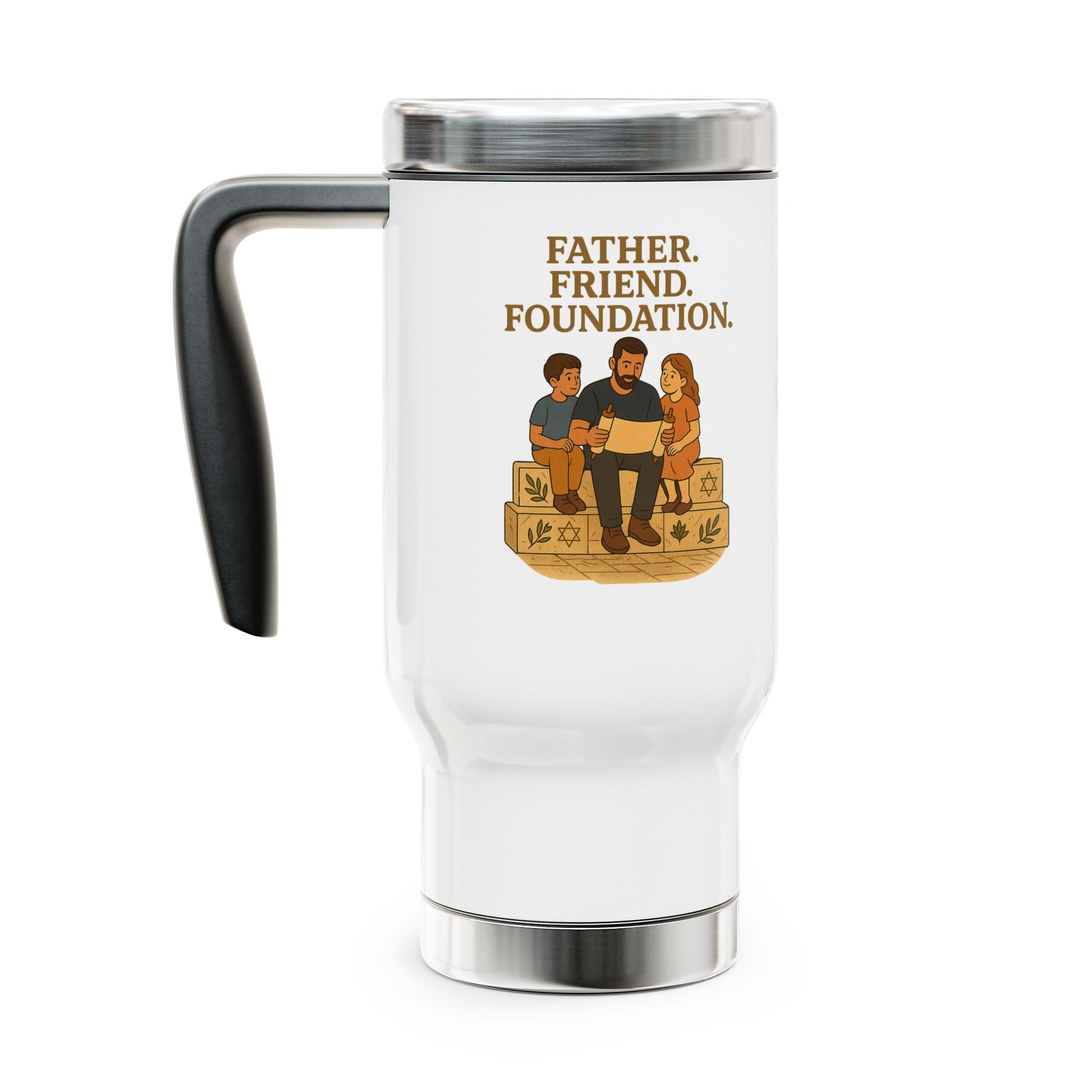 Father Friend Foundation Stainless Steel Travel Mug with Handle, 14oz - American Zionist