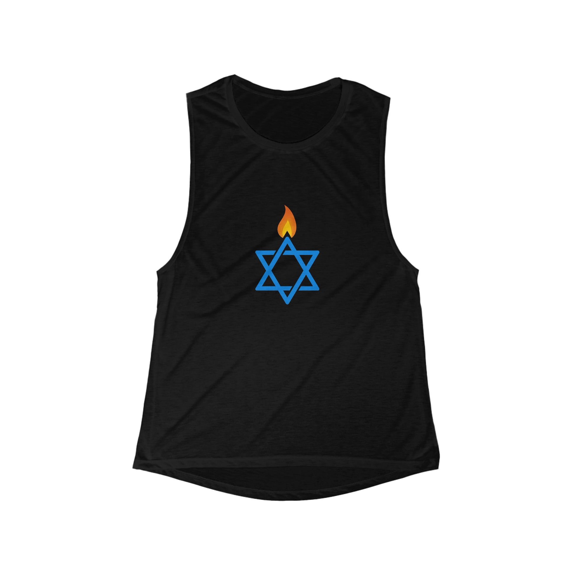 Fire Stars Of David Women's Flowy Scoop Muscle Tank - American Zionist