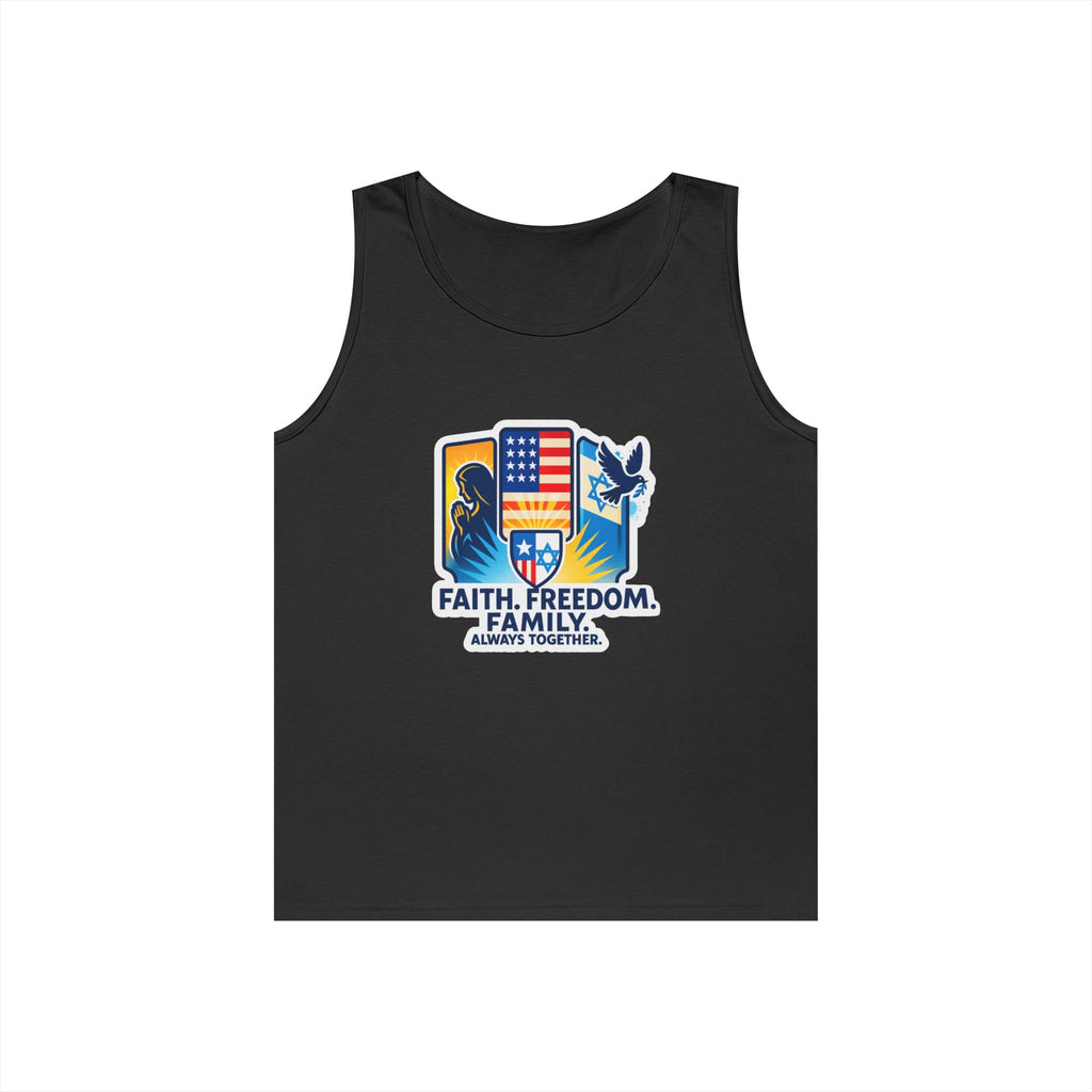 Faith Freedom Family Unisex Heavy Cotton Tank Top - American Zionist