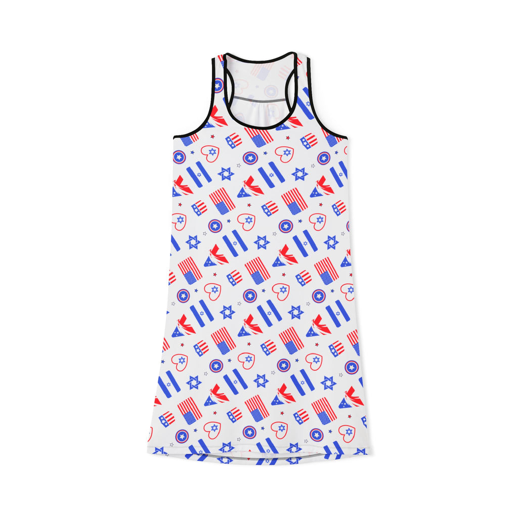 Zionist Heart Pattern Women's Racerback Dress (AOP) - American Zionist