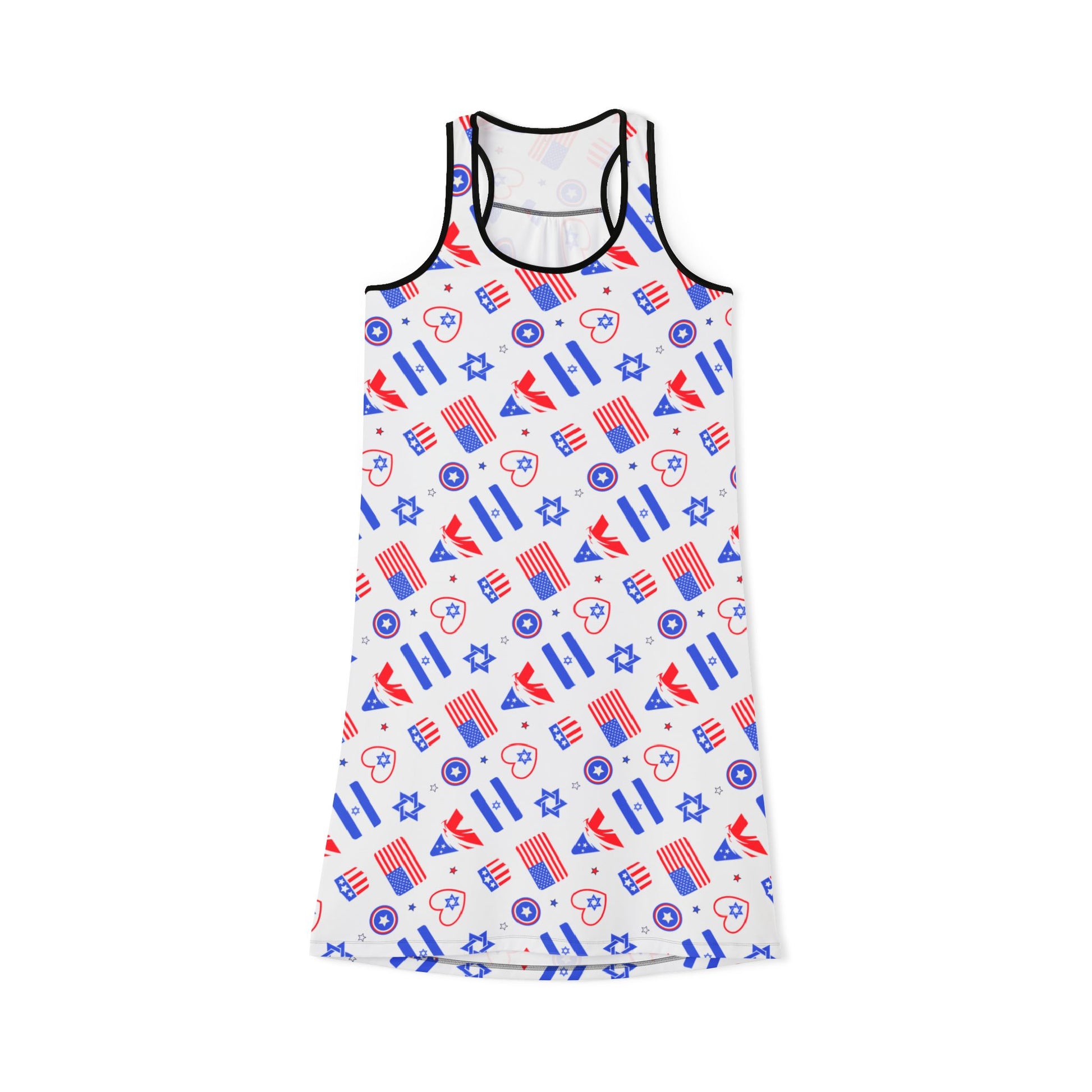 Zionist Heart Pattern Women's Racerback Dress (AOP) - American Zionist