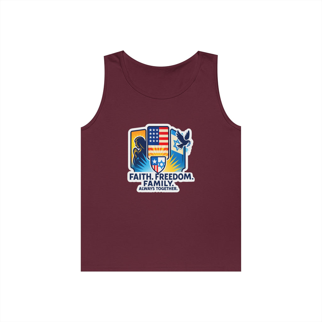 Faith Freedom Family Unisex Heavy Cotton Tank Top - American Zionist