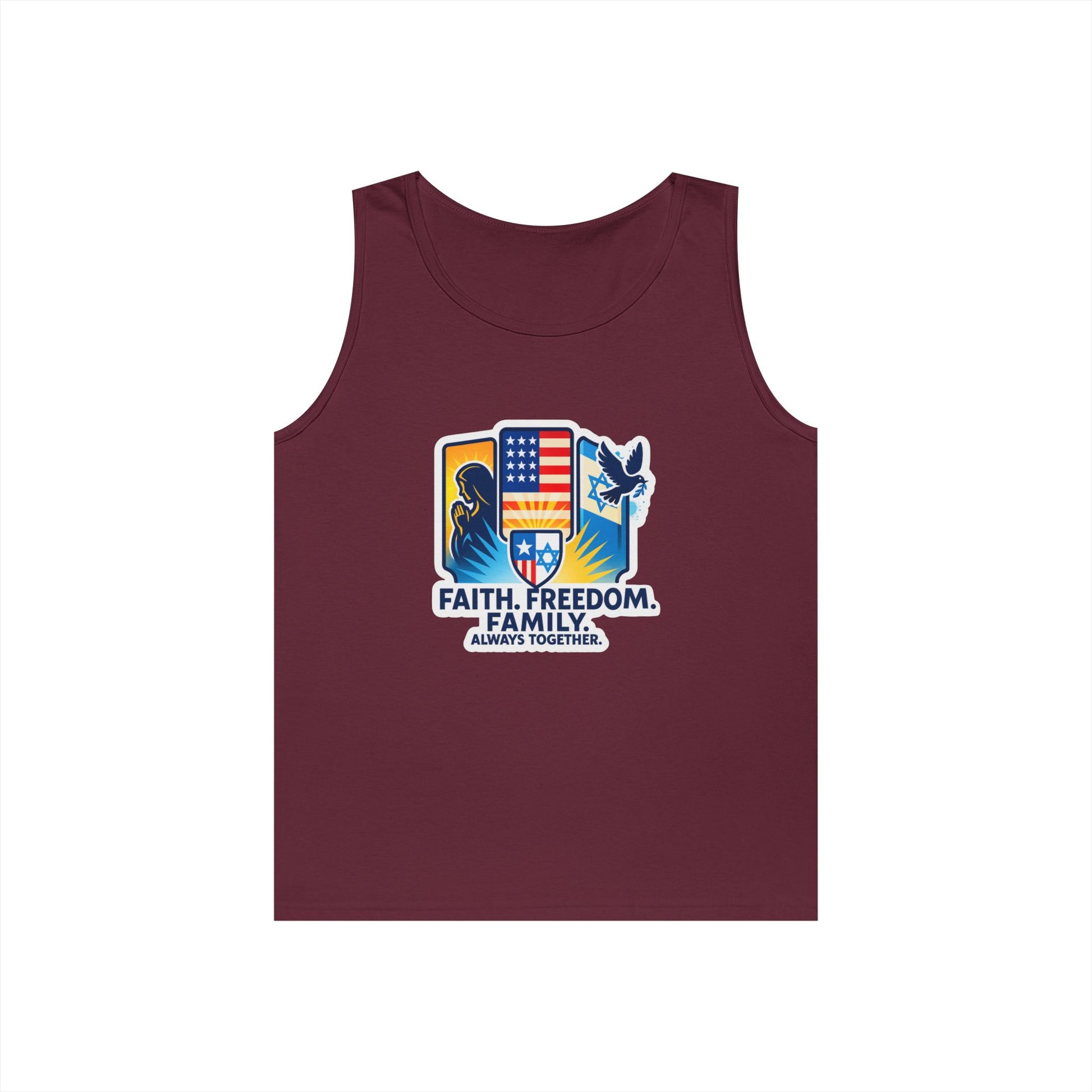 Faith Freedom Family Unisex Heavy Cotton Tank Top - American Zionist