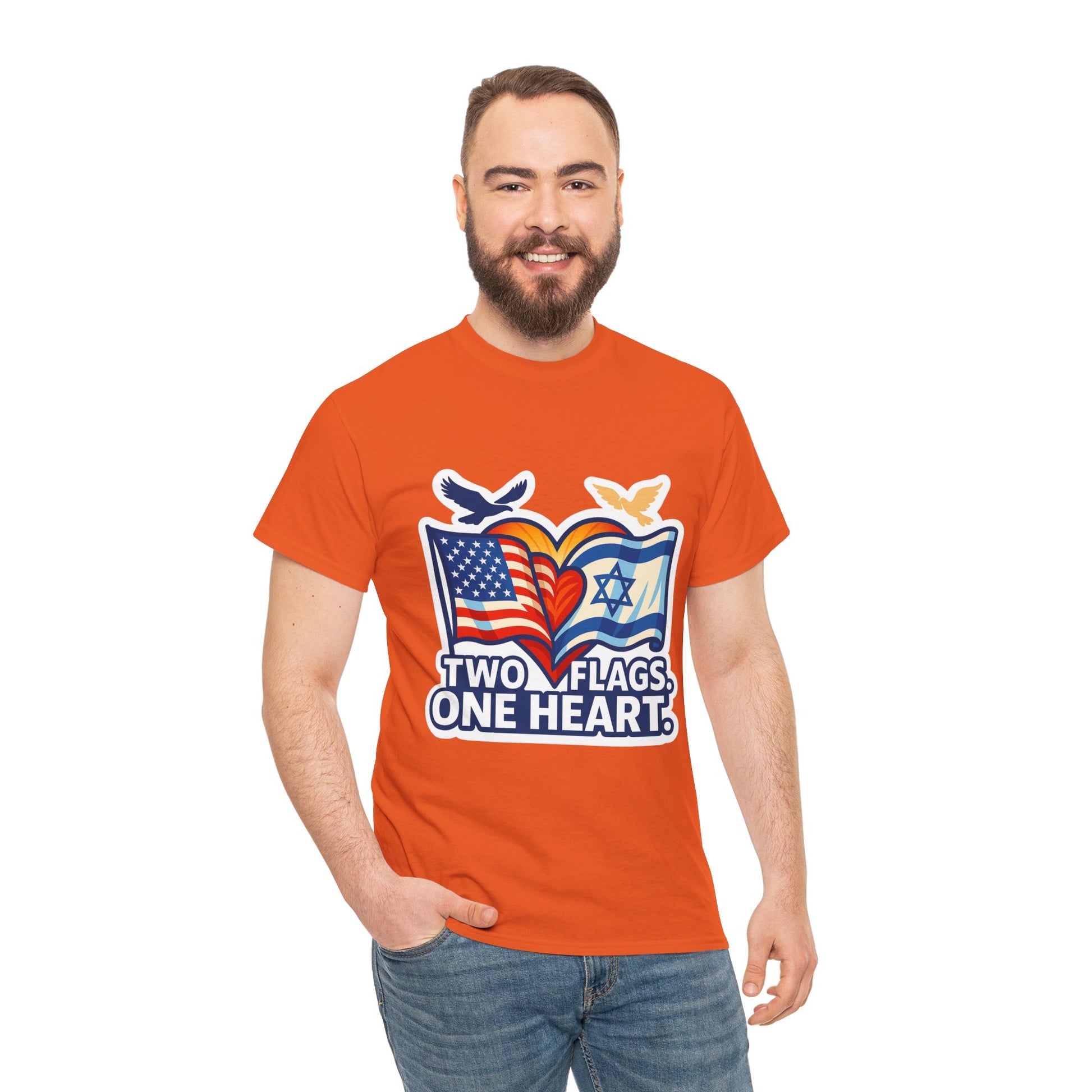 Two Flags One Heart Unisex Heavy Cotton Tee - American Zionist
