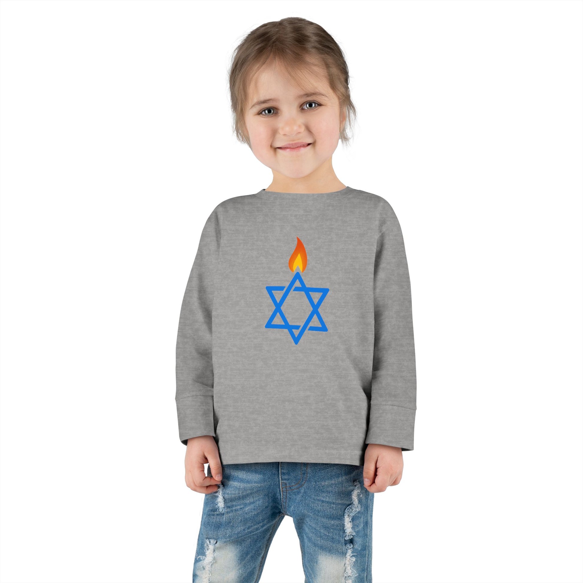 Fire Stars Of David Toddler Long Sleeve Tee - American Zionist