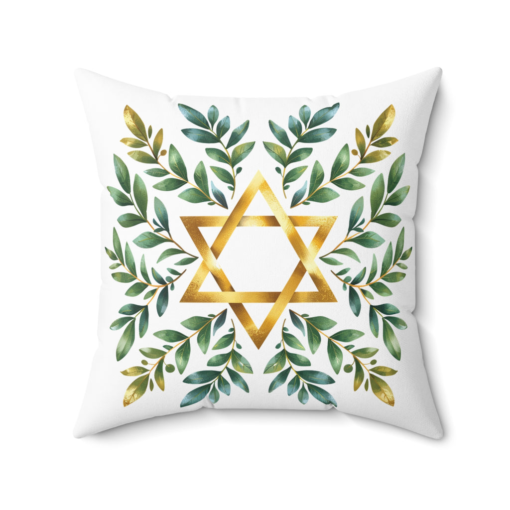 Wreath Star Of David Spun Polyester Square Pillow - American Zionist
