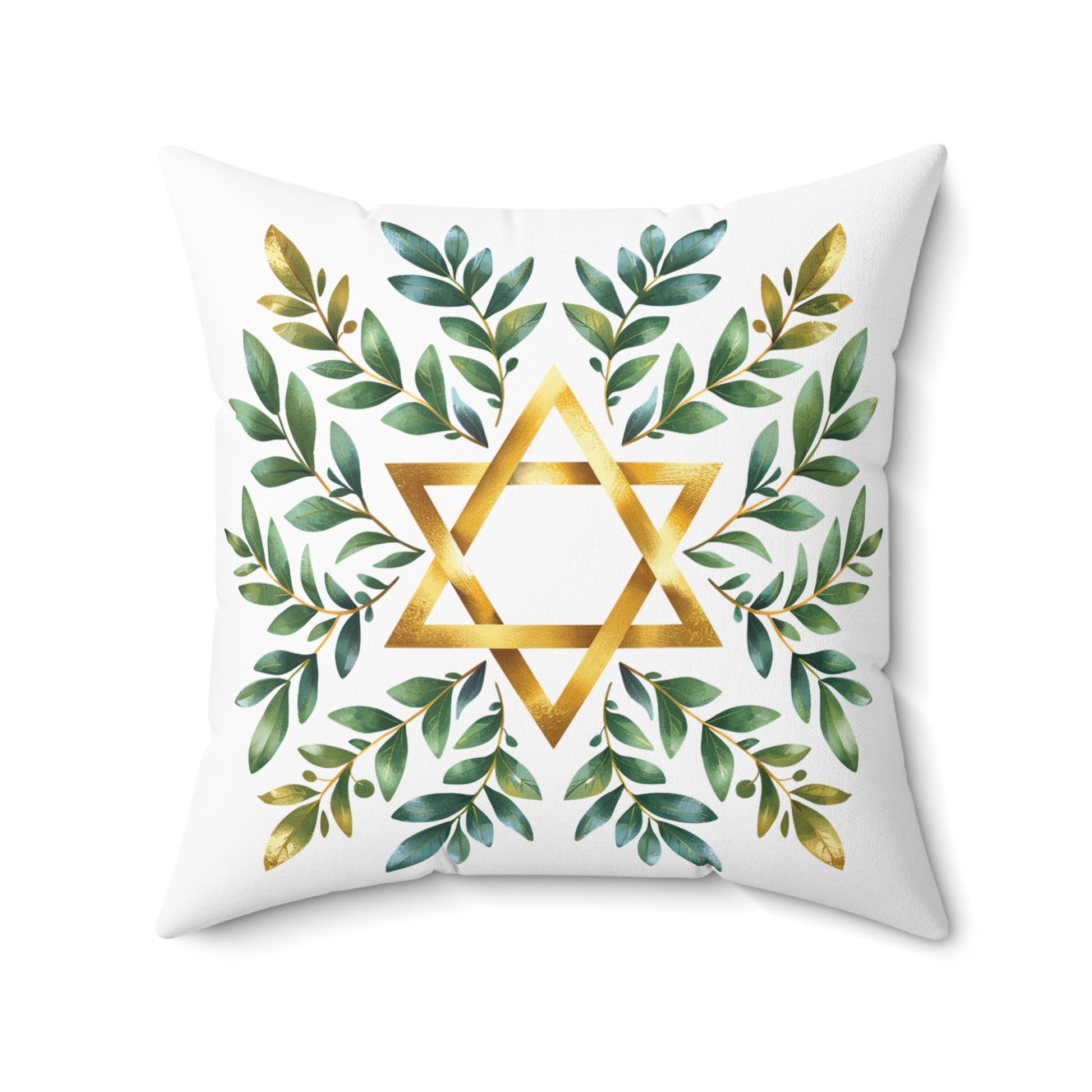 Wreath Star Of David Spun Polyester Square Pillow - American Zionist