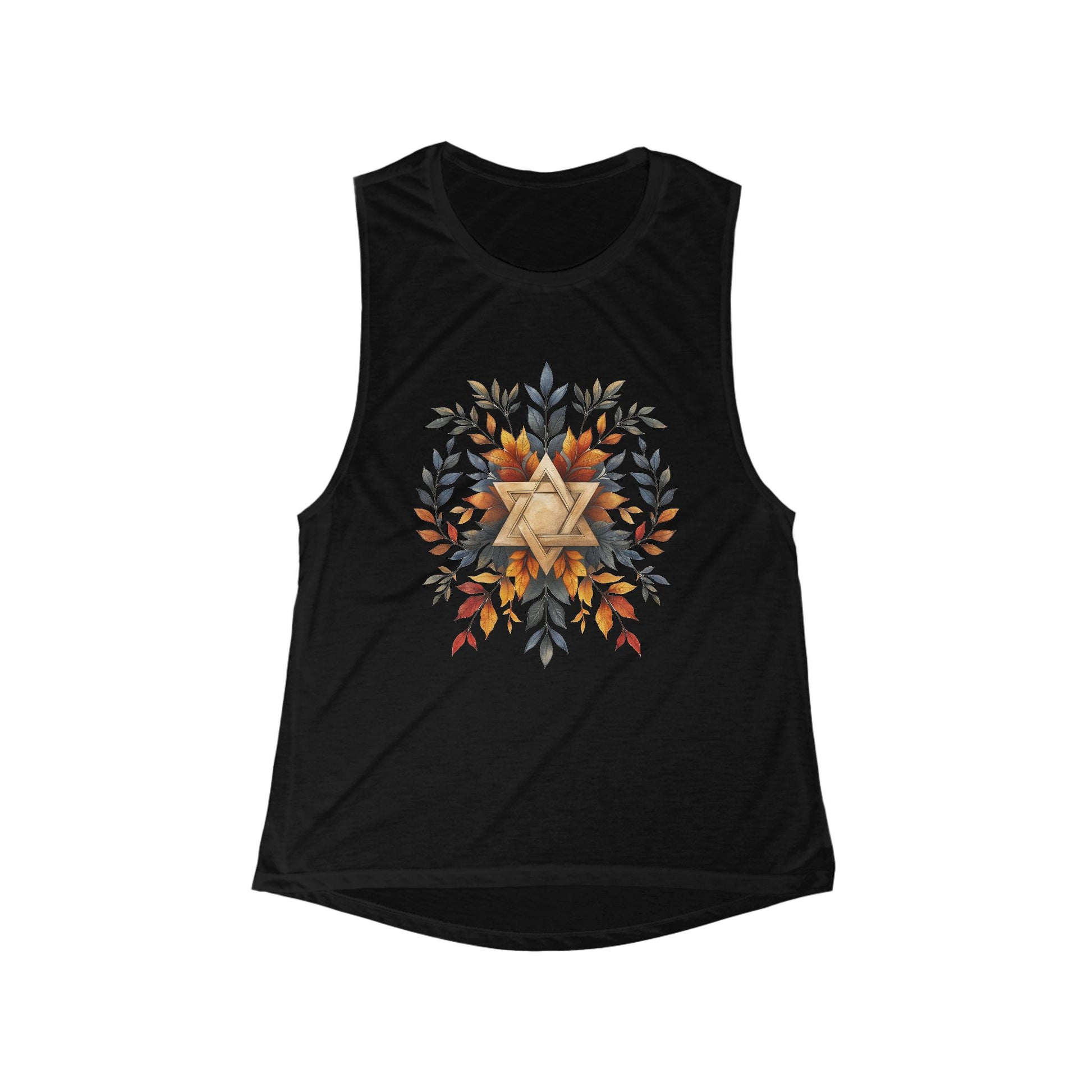 Star of David Wreath Women's Flowy Scoop Muscle Tank - American Zionist
