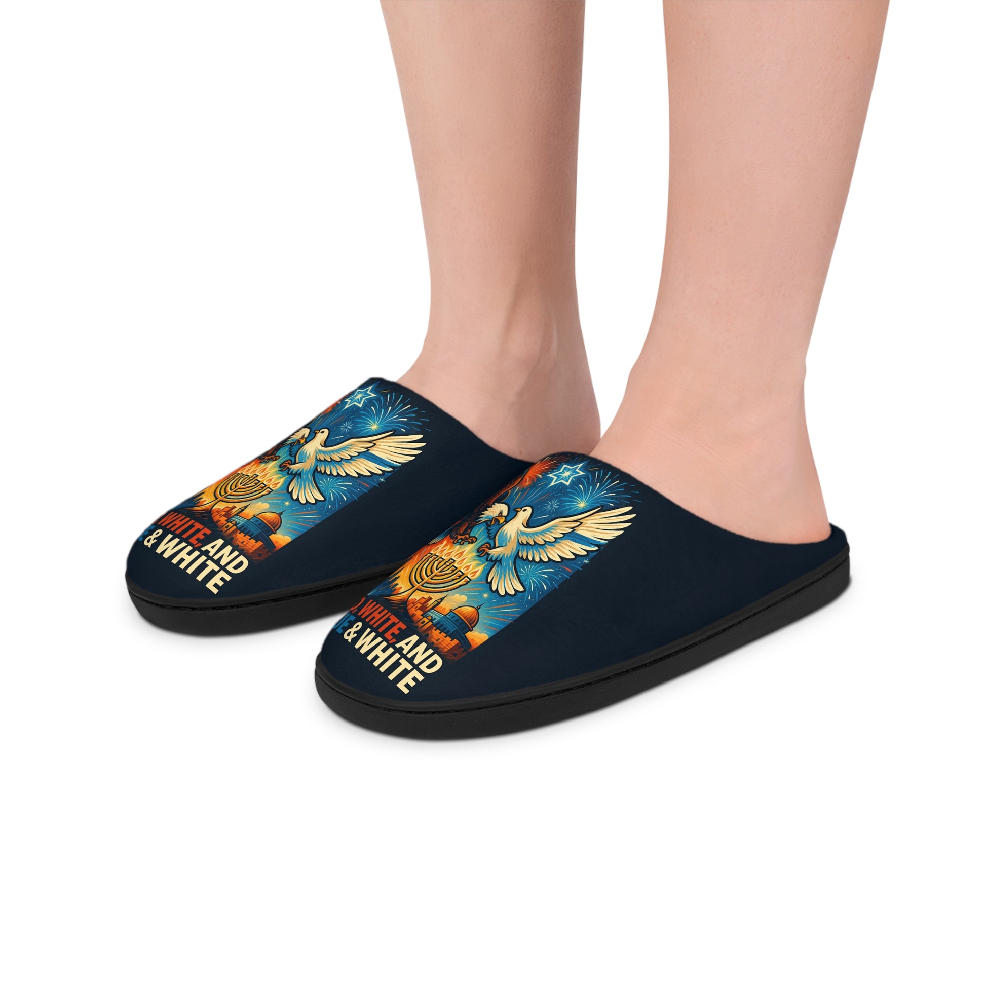 Red White and Blue Women's Indoor Slippers - American Zionist