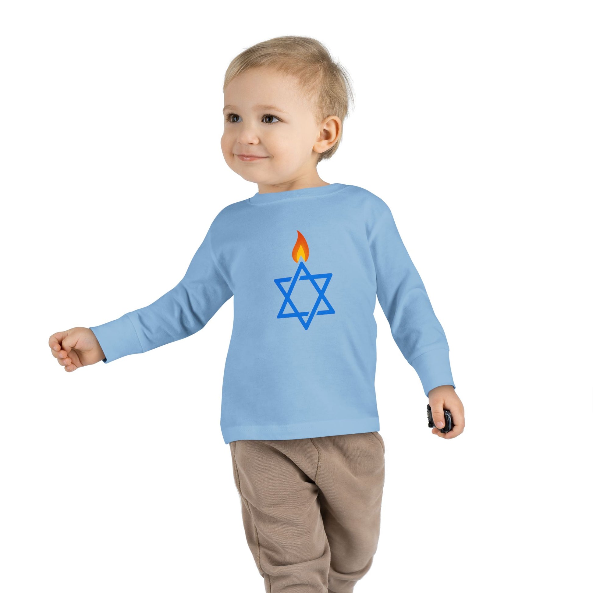 Fire Stars Of David Toddler Long Sleeve Tee - American Zionist