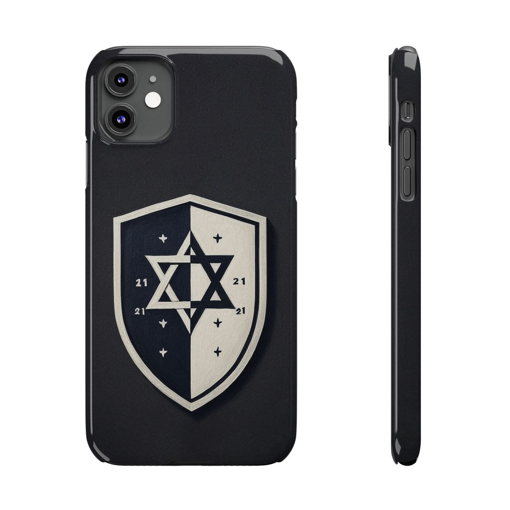 Black and White Shield Slim Phone Cases - American Zionist