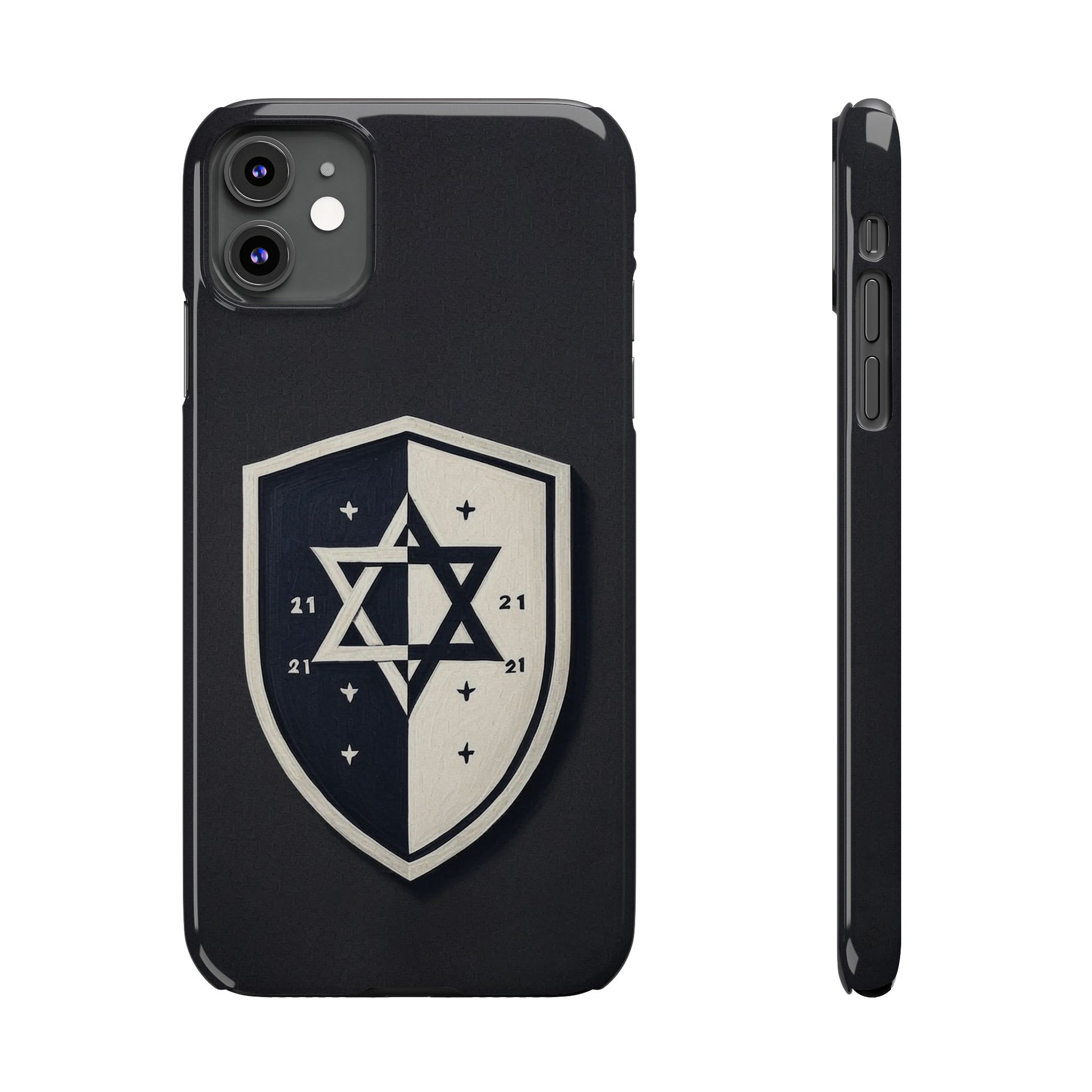 Black and White Shield Slim Phone Cases - American Zionist
