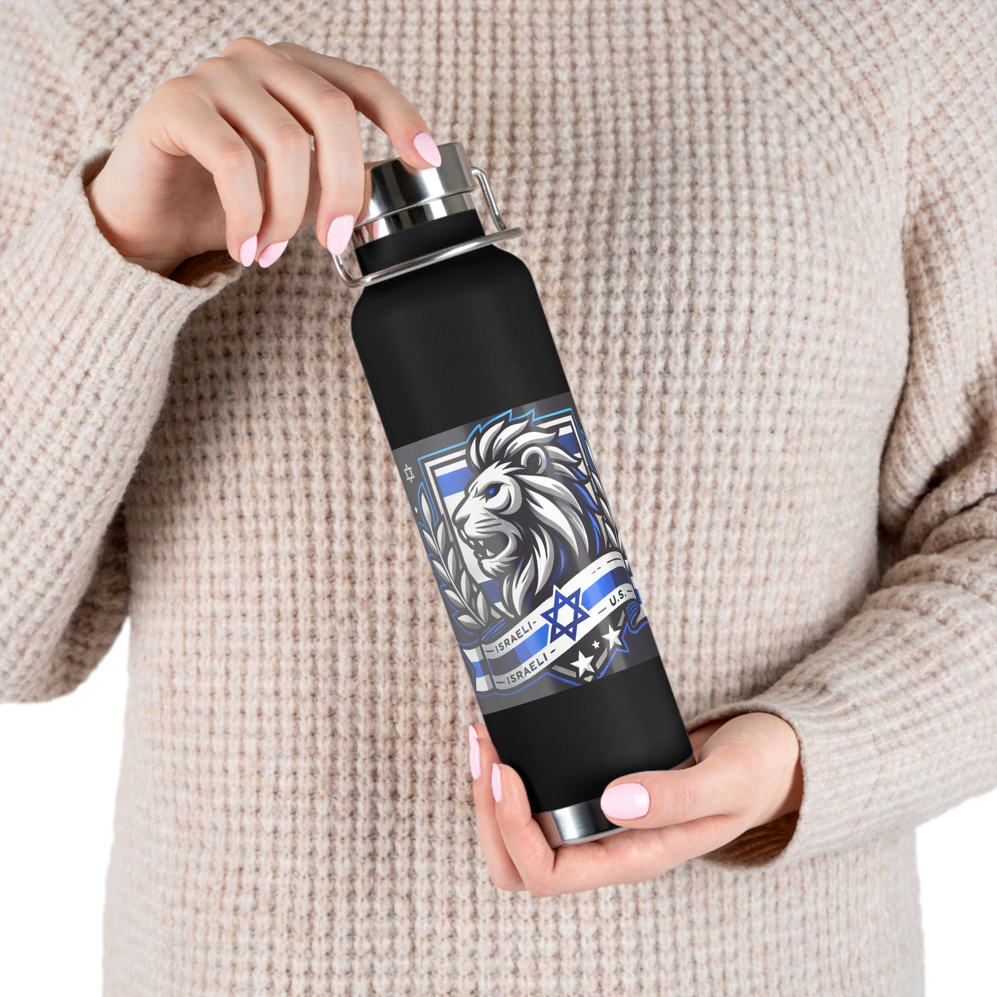 Lion of Judah Crest Copper Vacuum Insulated Bottle, 22oz - American Zionist