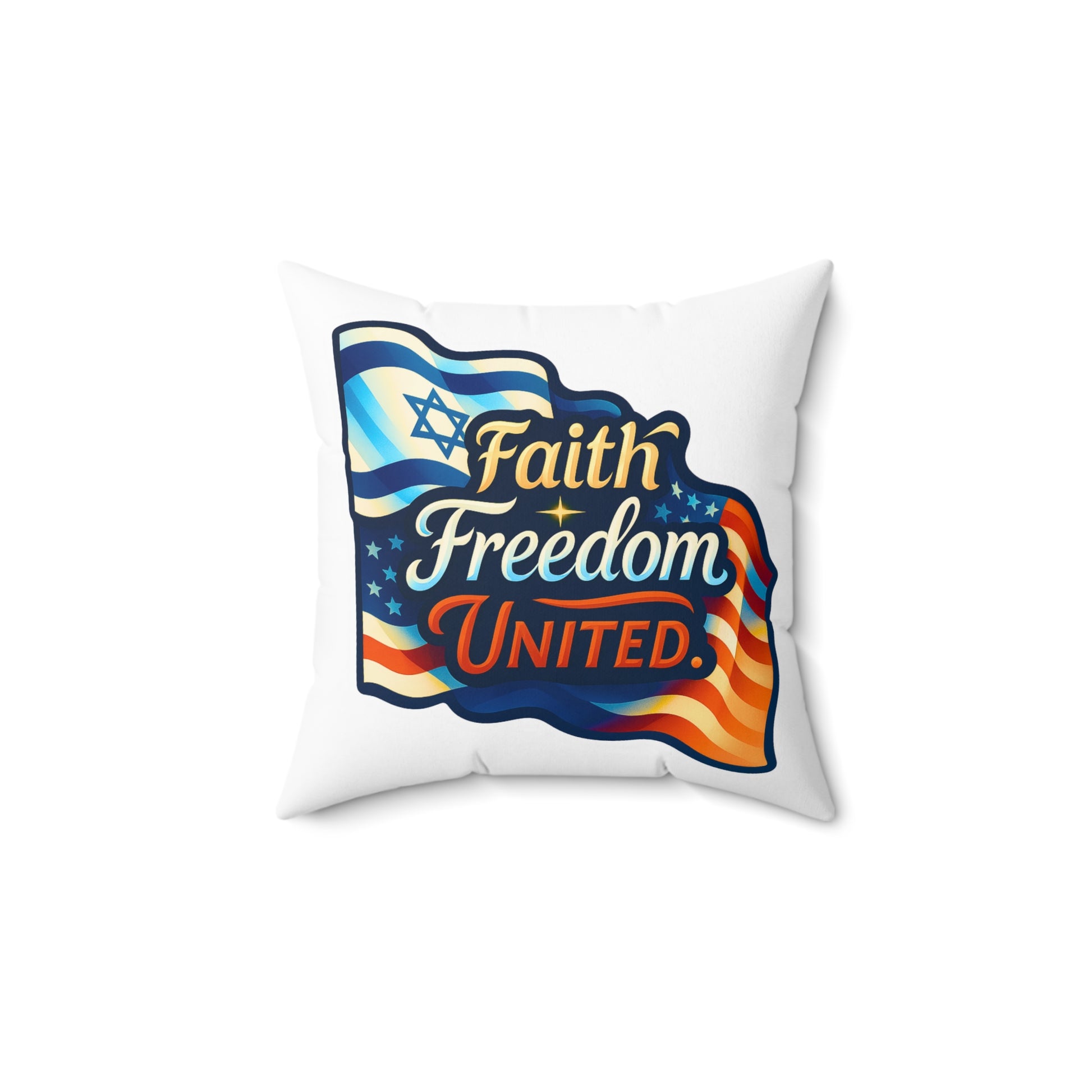Faith Freedom United Spun Polyester Square Pillow - American Zionist