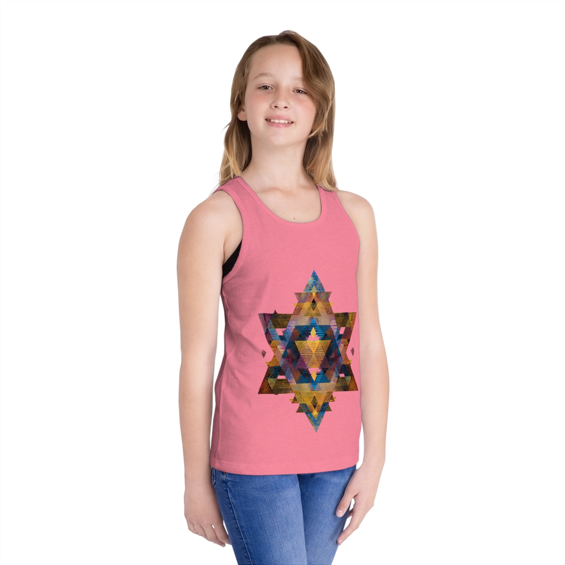 Star of David Geometric Kid's Jersey Tank Top - American Zionist