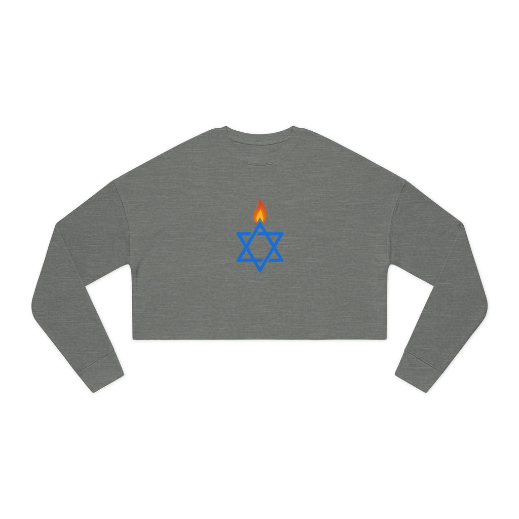 Fire Stars Of David Women's Cropped Sweatshirt - American Zionist