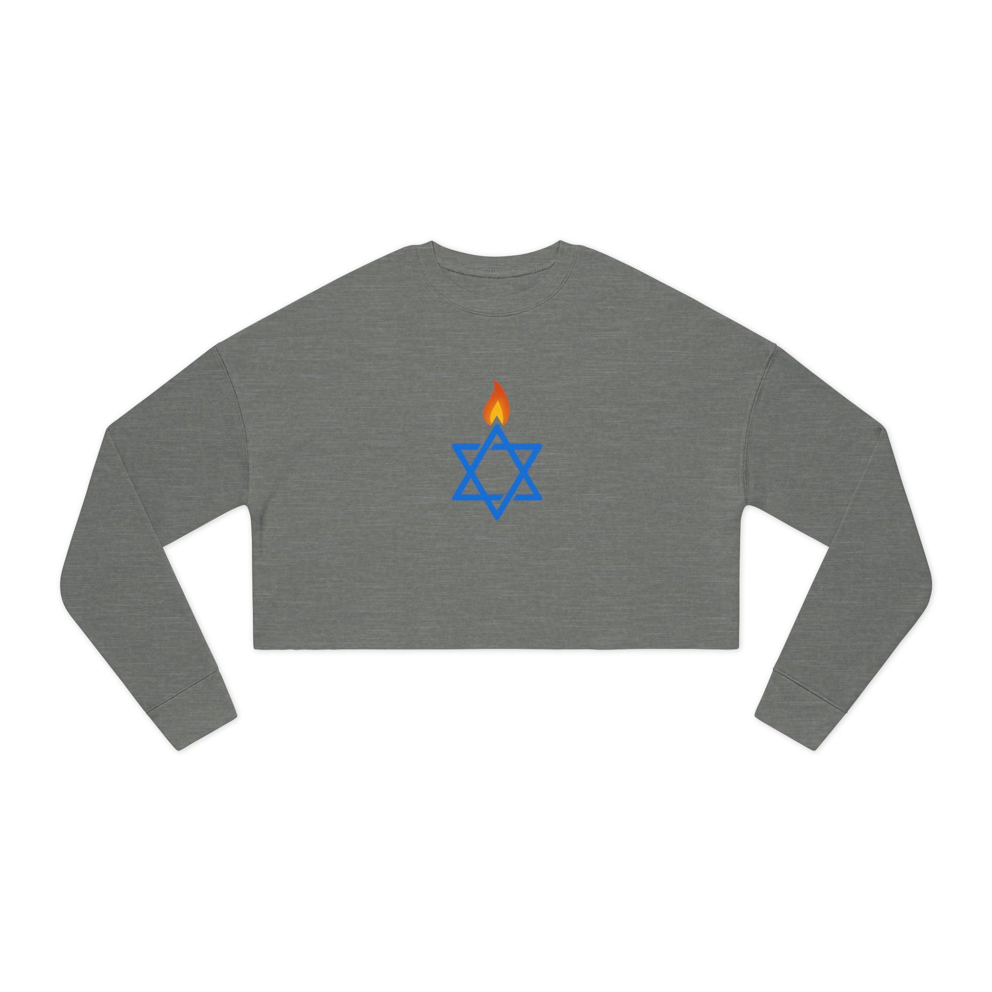 Fire Stars Of David Women's Cropped Sweatshirt - American Zionist