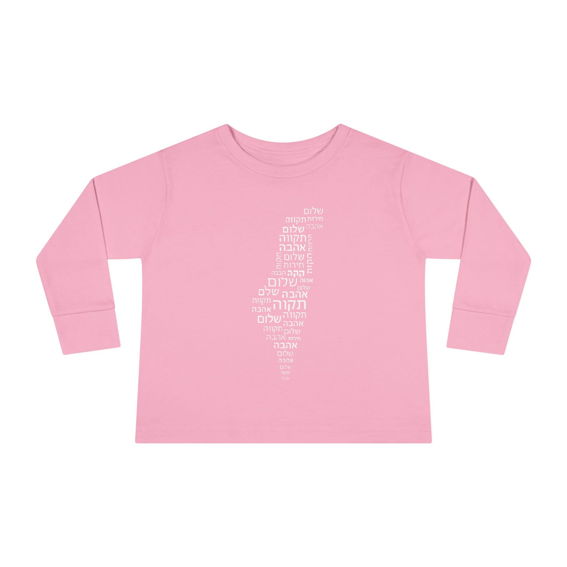 Hebrew Letters Toddler Long Sleeve Tee - American Zionist