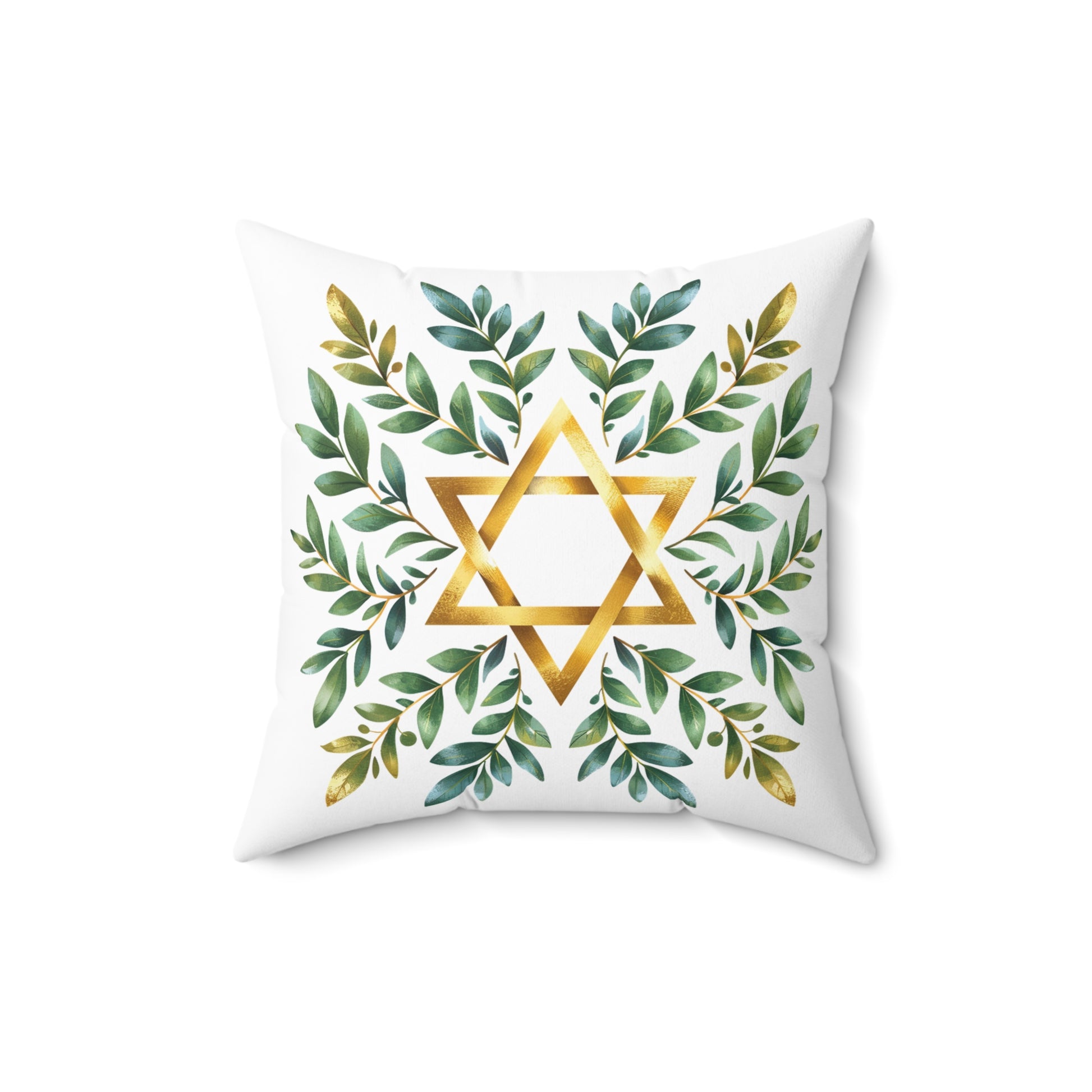 Wreath Star Of David Spun Polyester Square Pillow - American Zionist