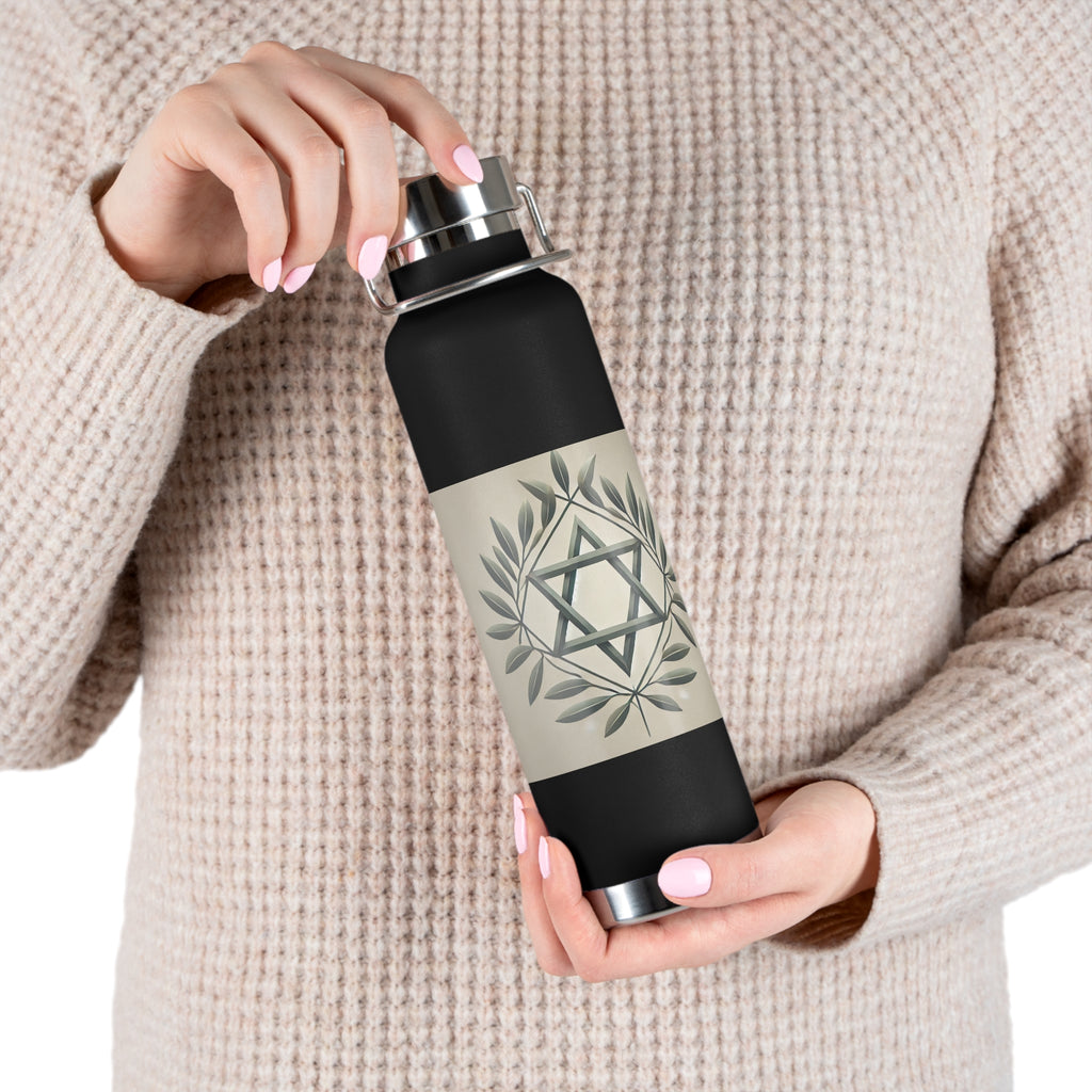 Olive and Star of David Copper Vacuum Insulated Bottle, 22oz - American Zionist
