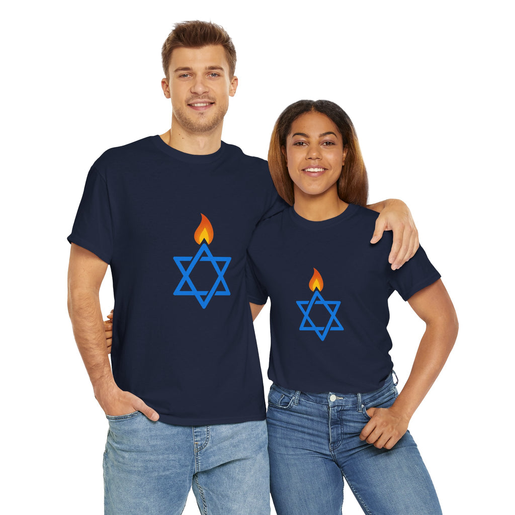 Fire Stars Of David Unisex Heavy Cotton Tee - American Zionist